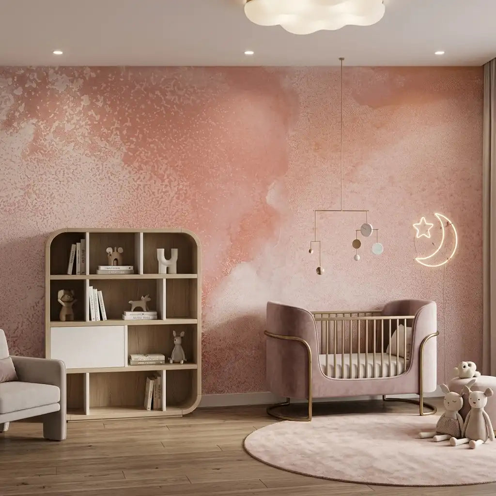 Blush Watercolor Wash Wallpaper Mural – Kids Room