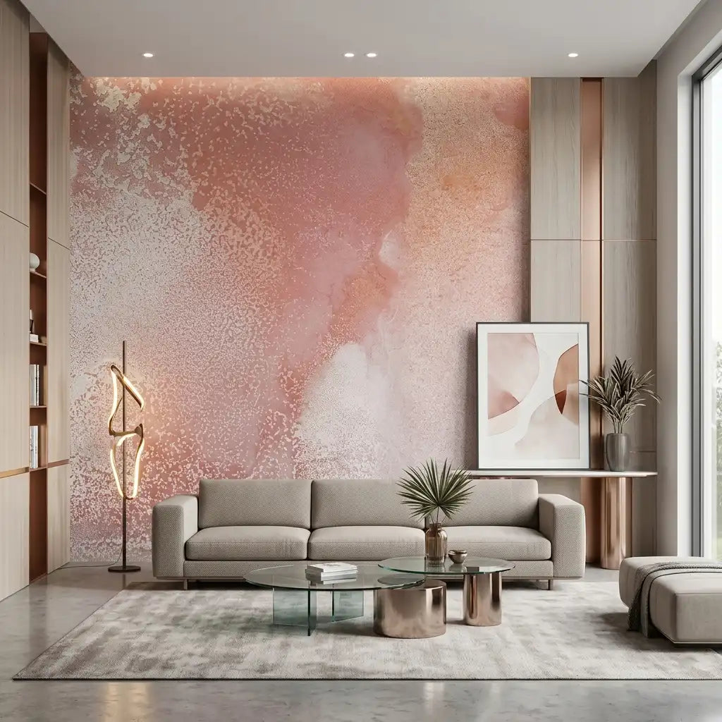 Blush Watercolor Wash Wallpaper Mural – Living Room