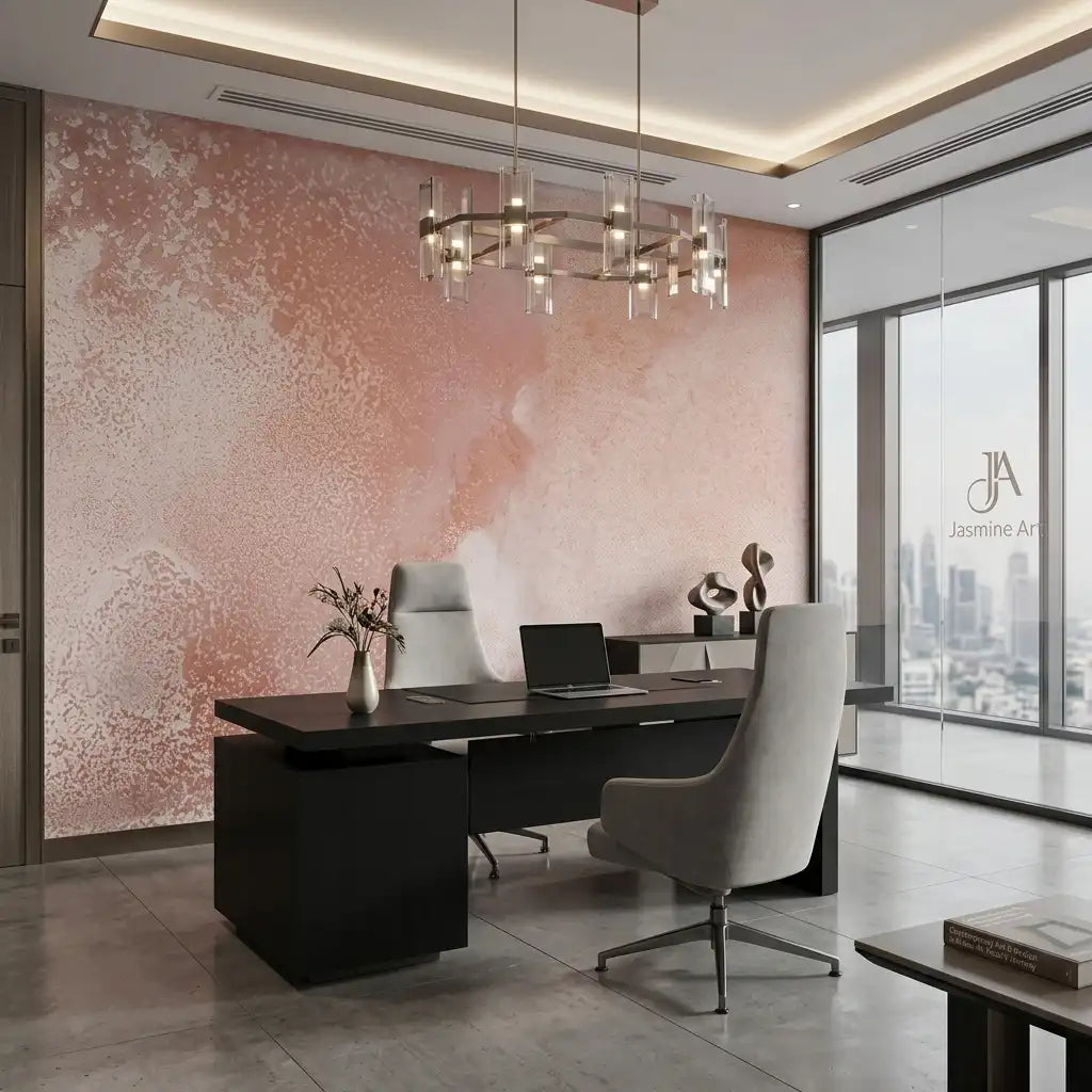 Blush Watercolor Wash Wallpaper Mural – Office