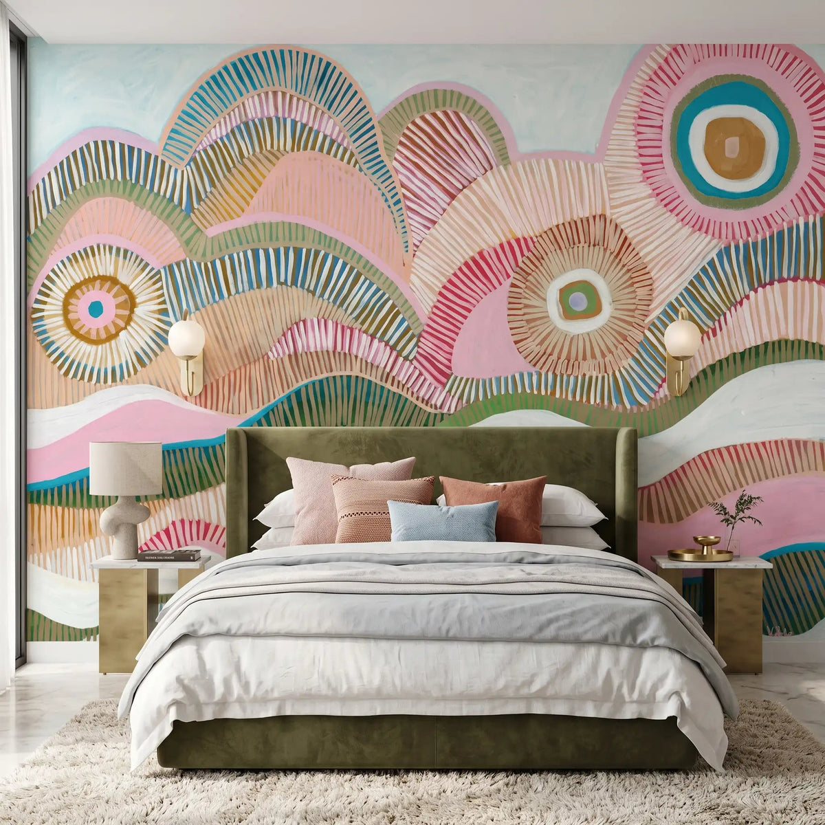Boho Sunburst Hills Wallpaper Mural – Bedroom