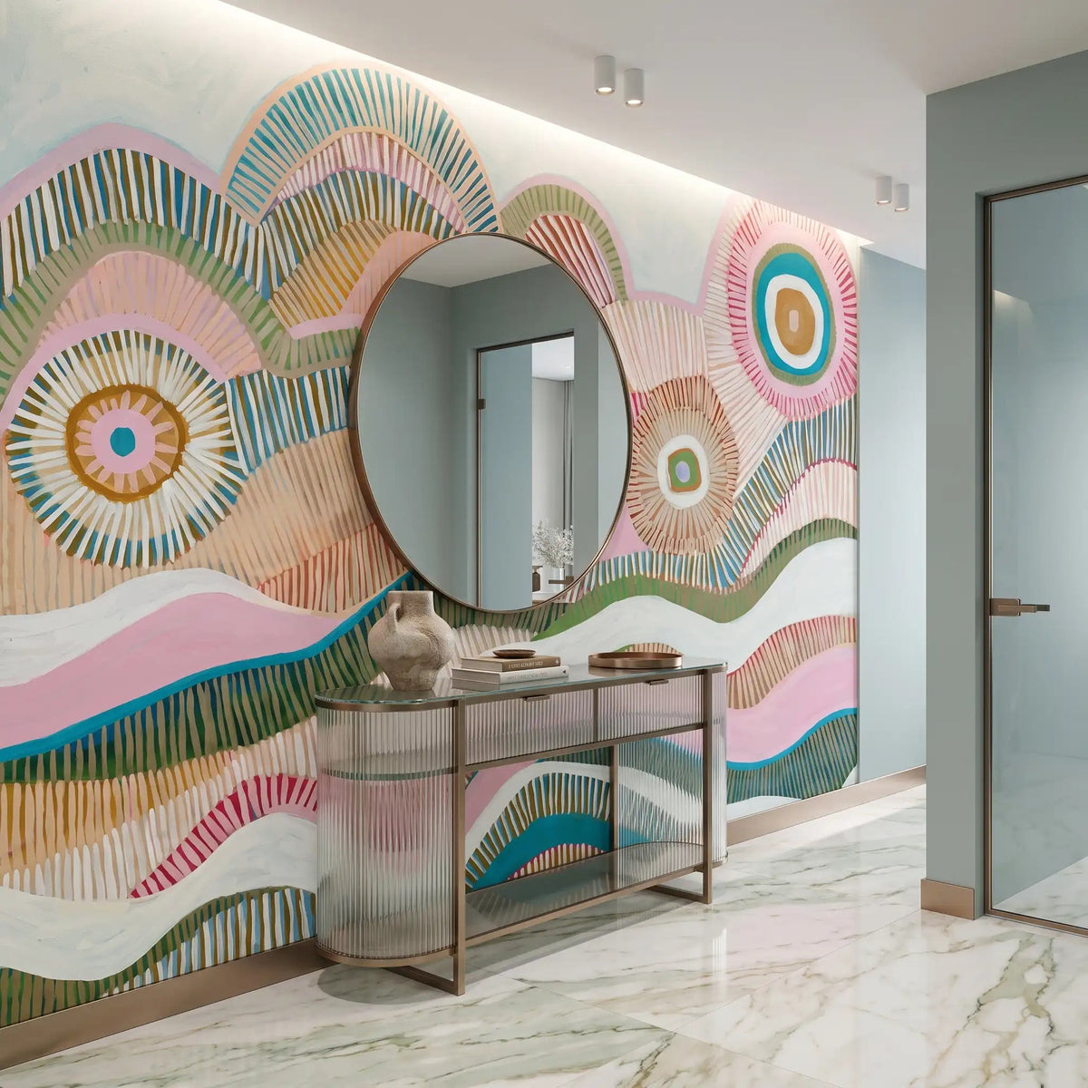 Boho Sunburst Hills Wallpaper Mural – Hallway