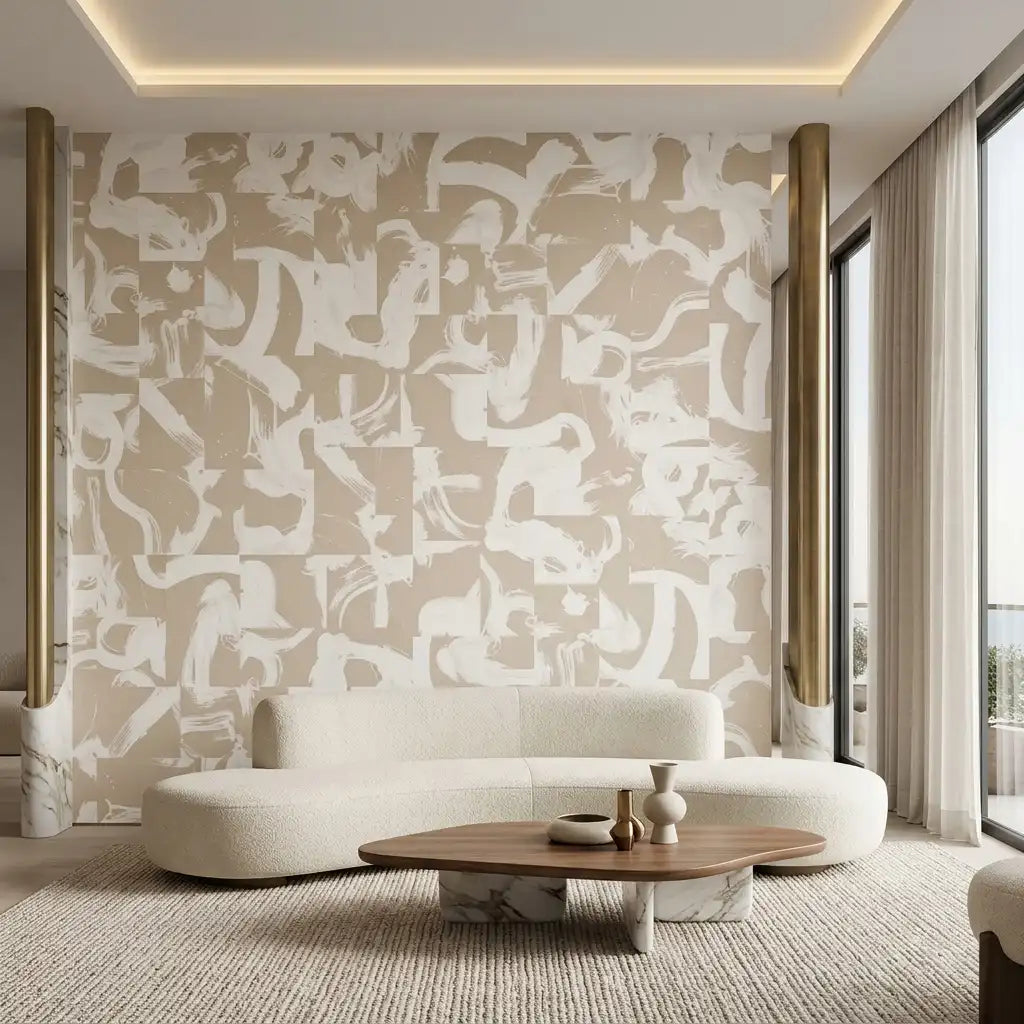 Bold Ink Blot Wallpaper – Oat Milk Brush room