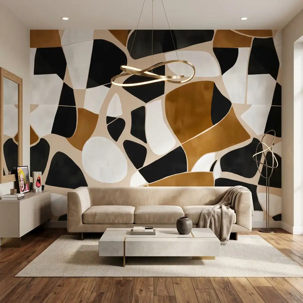 Bold Terrazzo Wallpaper – Ebony Gold