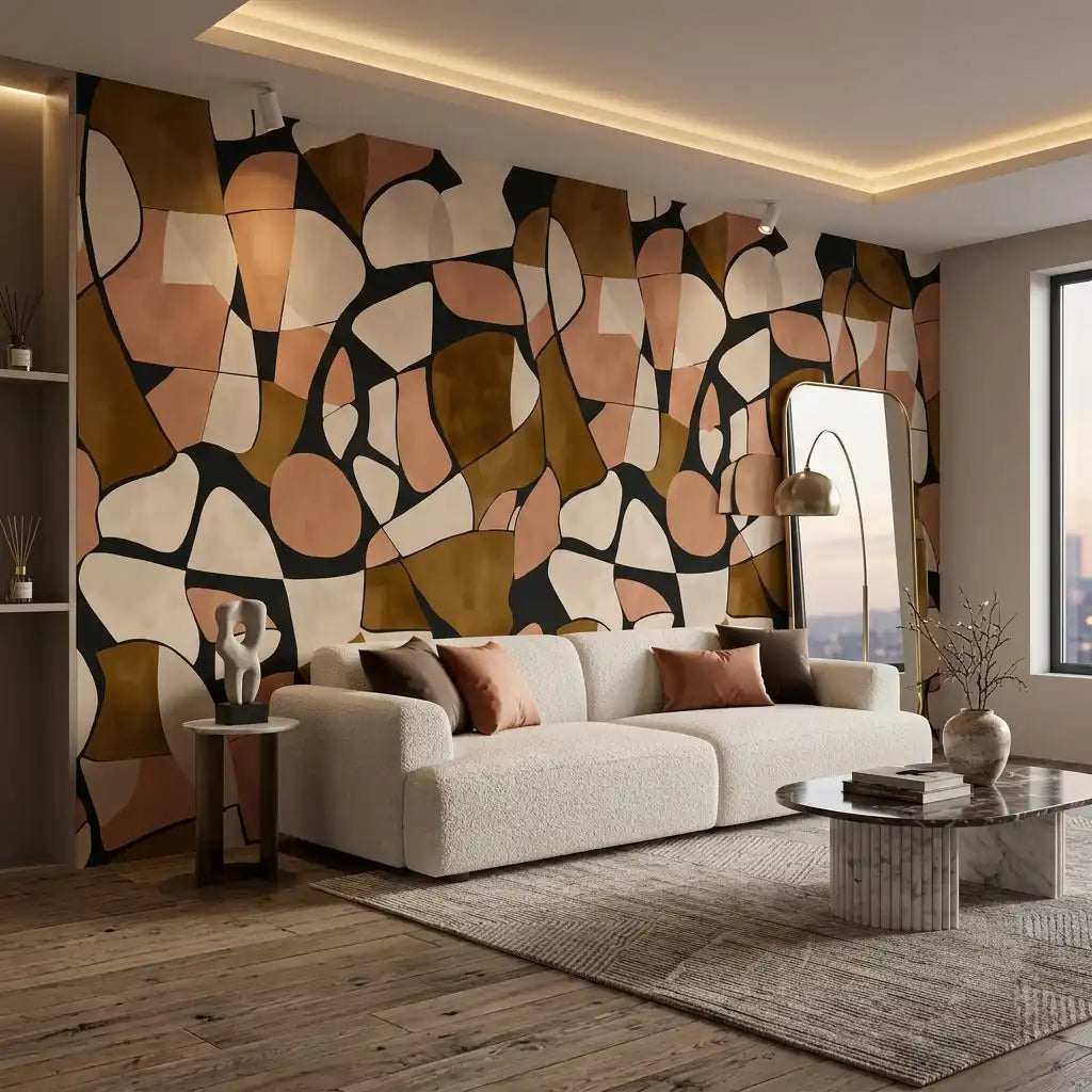 Bold Terrazzo Wallpaper – Midnight Caramel