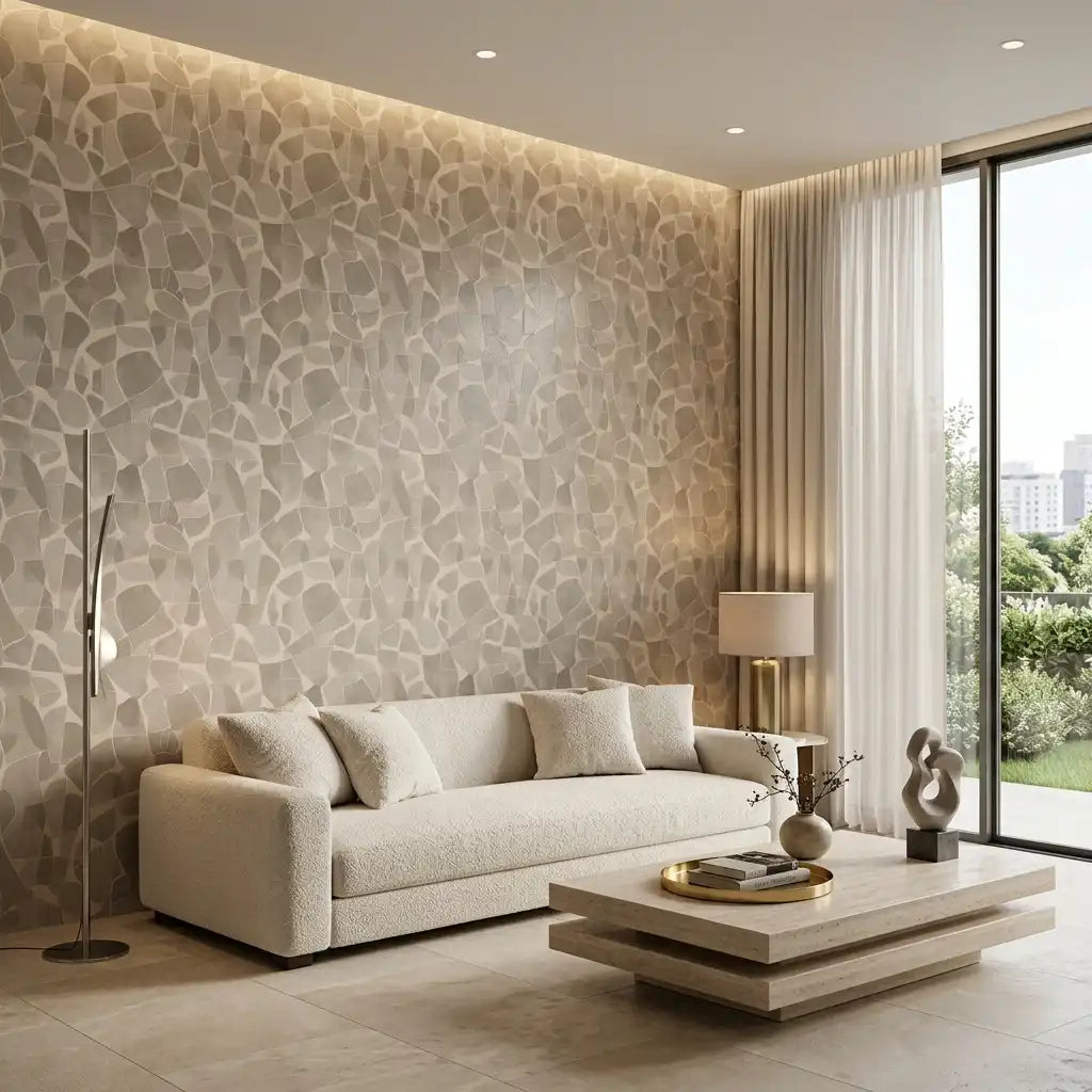 Bold Terrazzo Wallpaper – Warm Pebble