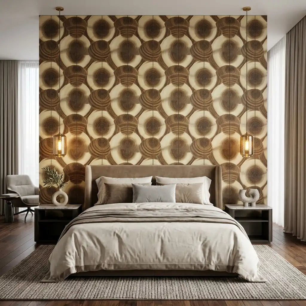 Bronze Geometric Medallion Wallpaper – Bedroom