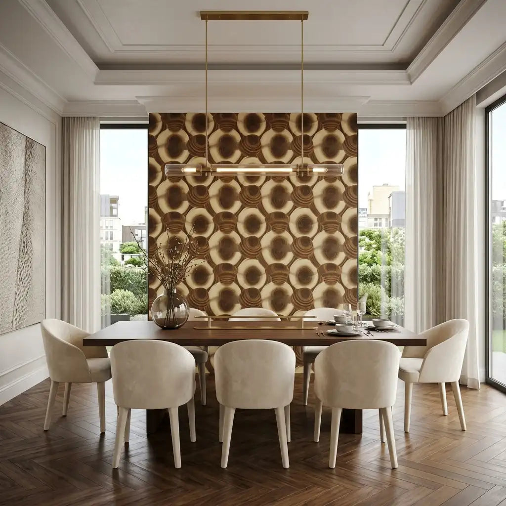 Bronze Geometric Medallion Wallpaper – Dining Room
