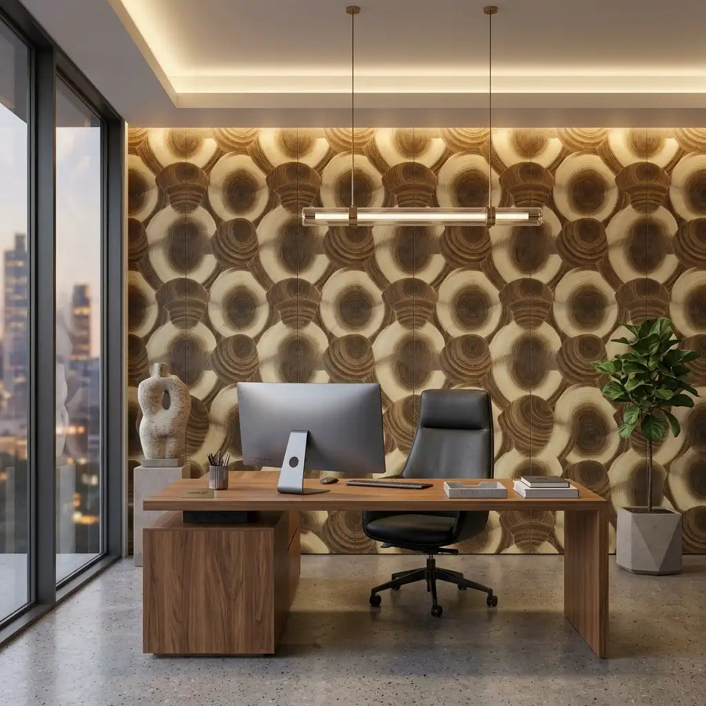 Bronze Geometric Medallion Wallpaper – Office