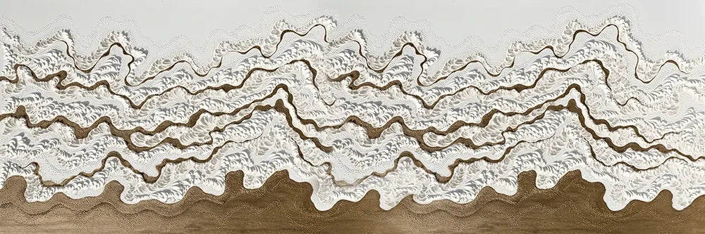 Bronze Ribbon Plaster Waves Wallpaper Mural – Design
