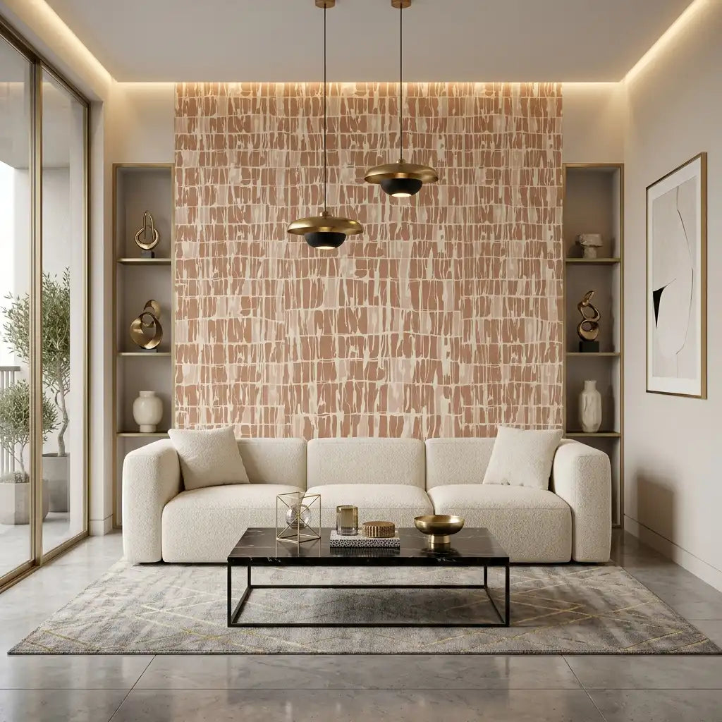 Brushstroke Dash Wallpaper – Clay Blush room