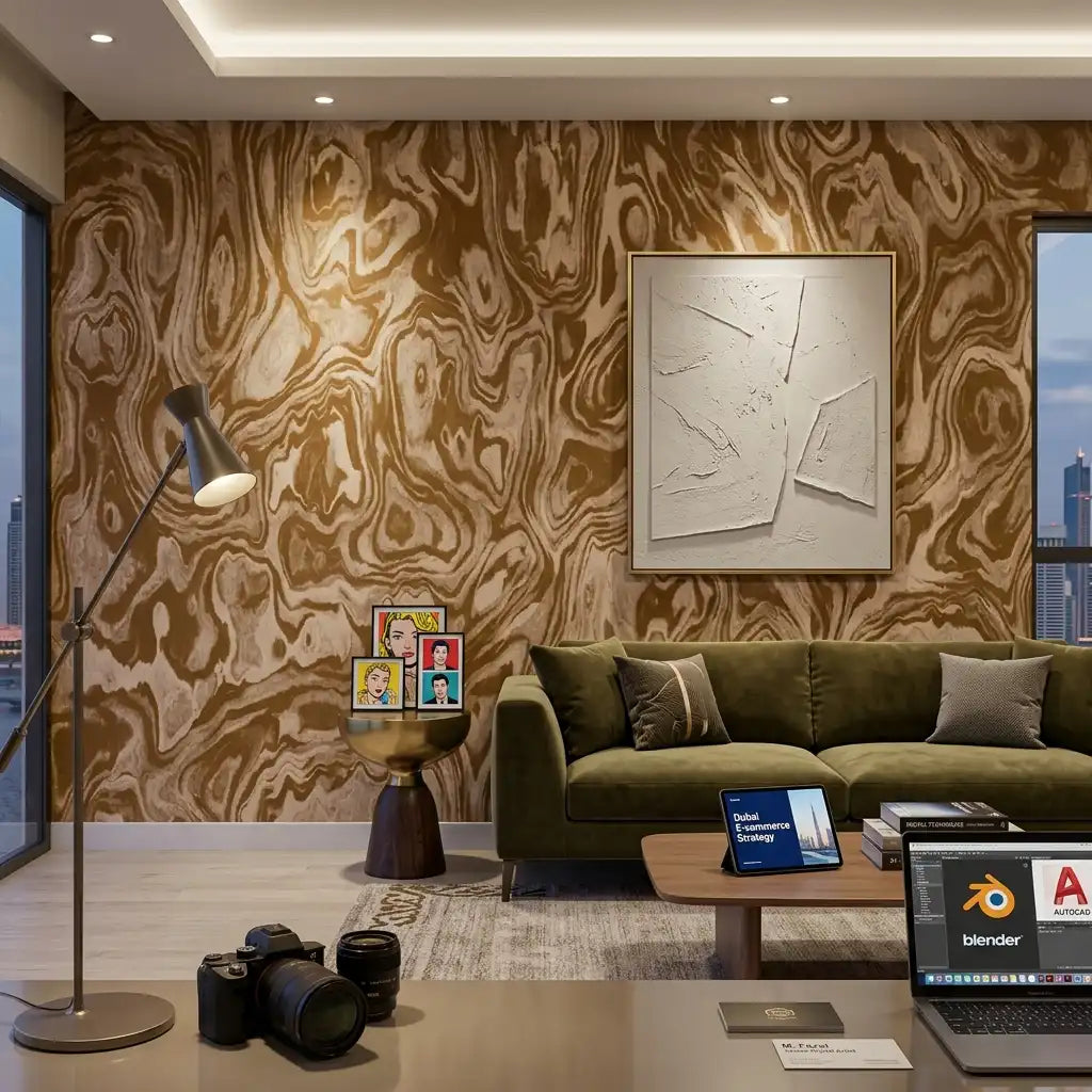 Burl Wood Swirl Wallpaper – Golden Burl room