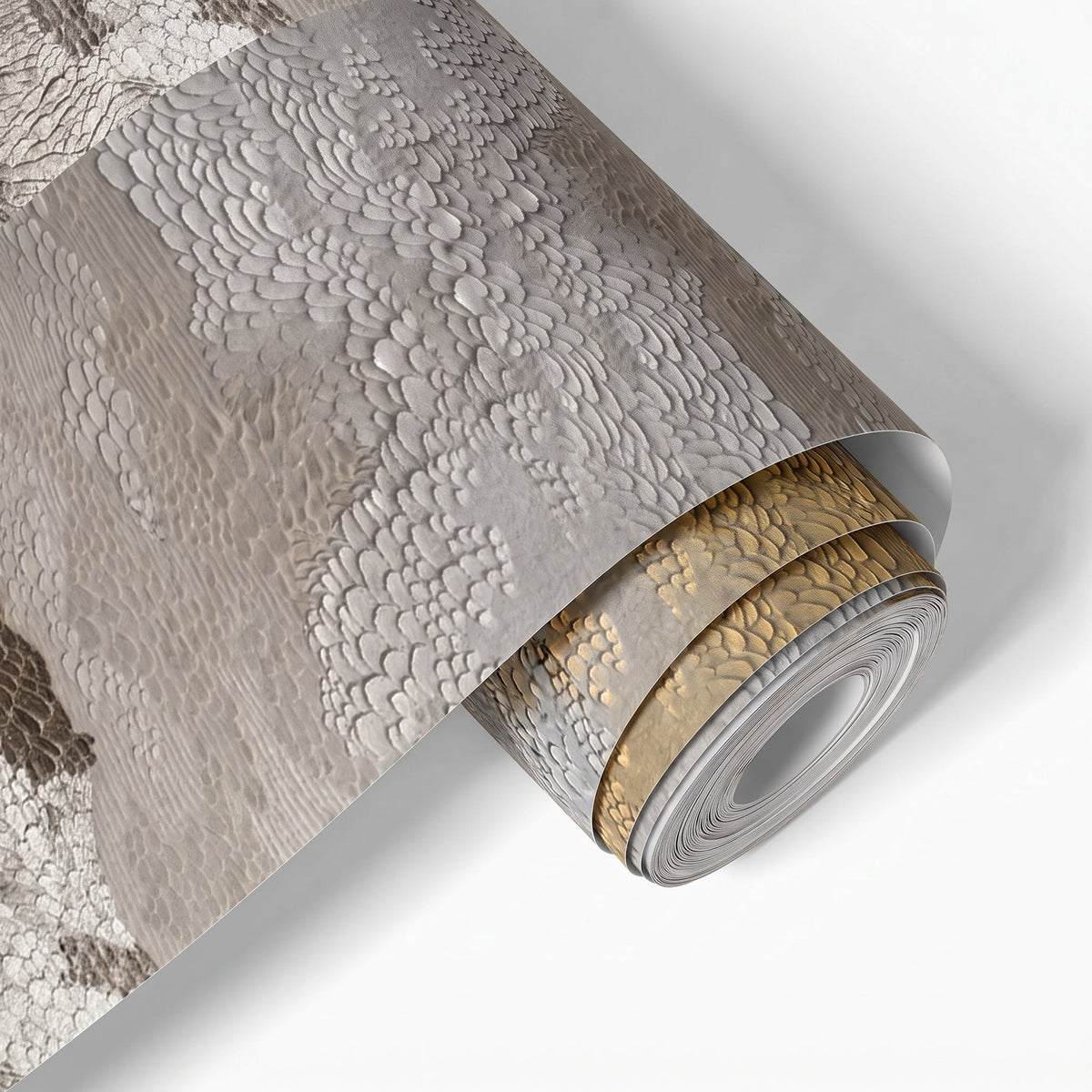 Carved Feather Plaster Wallpaper Mural – Material Closeup