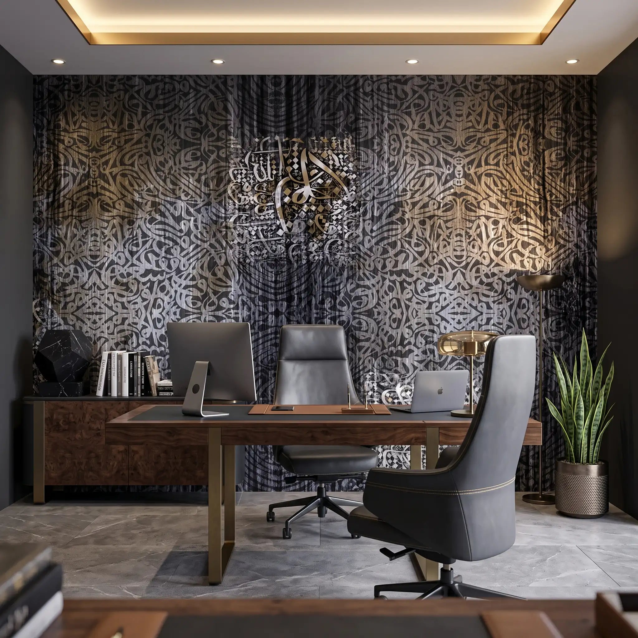 Charcoal Weathered Wallpaper Mural – Office