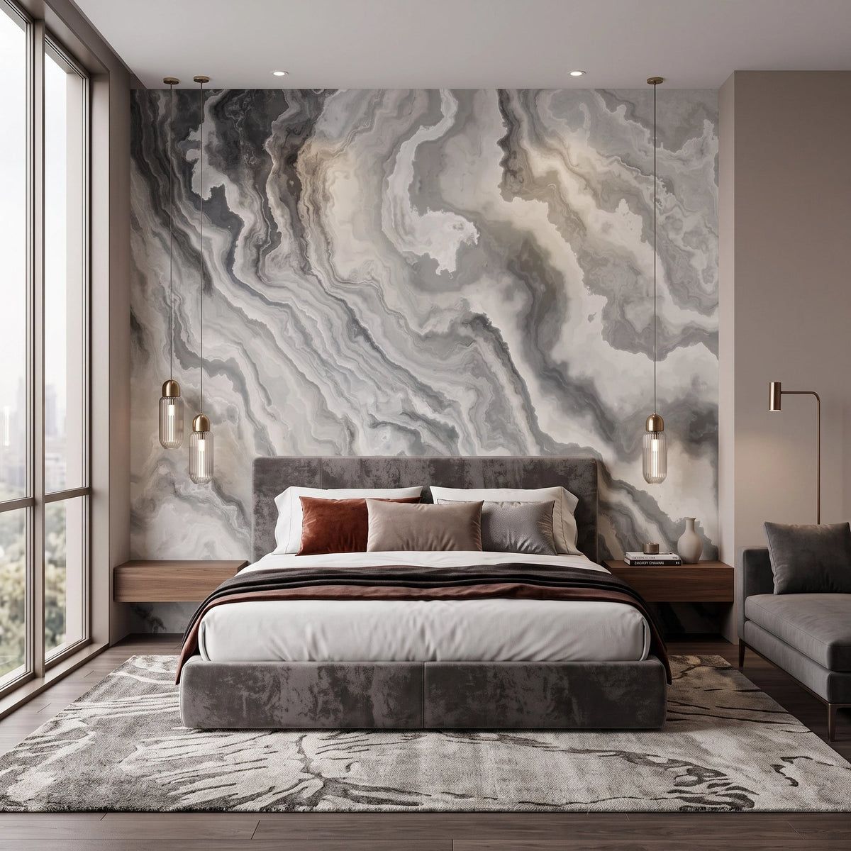 Cloud Onyx Marble Wallpaper Mural – Bedroom