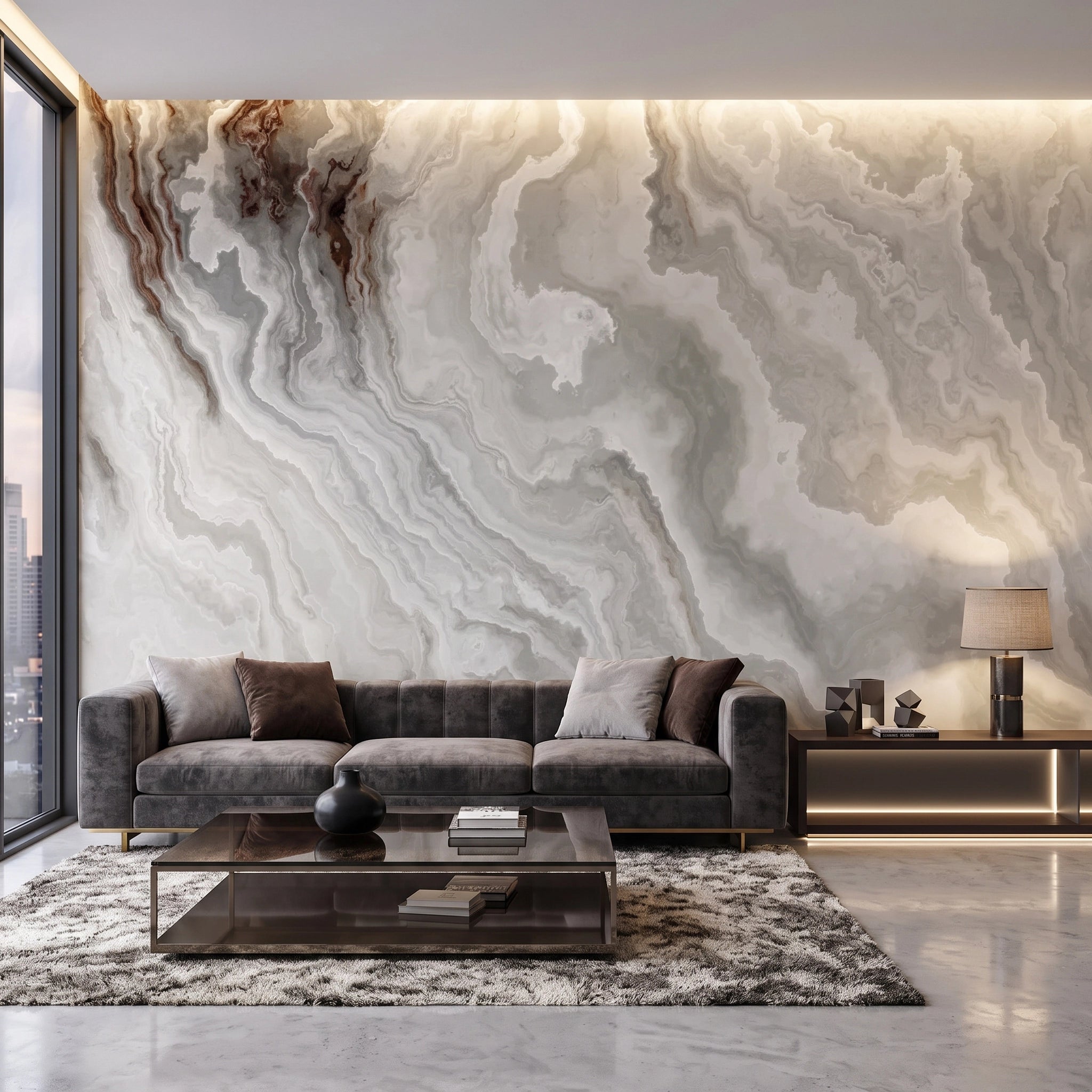 Cloud Onyx Marble Wallpaper Mural – Living Room