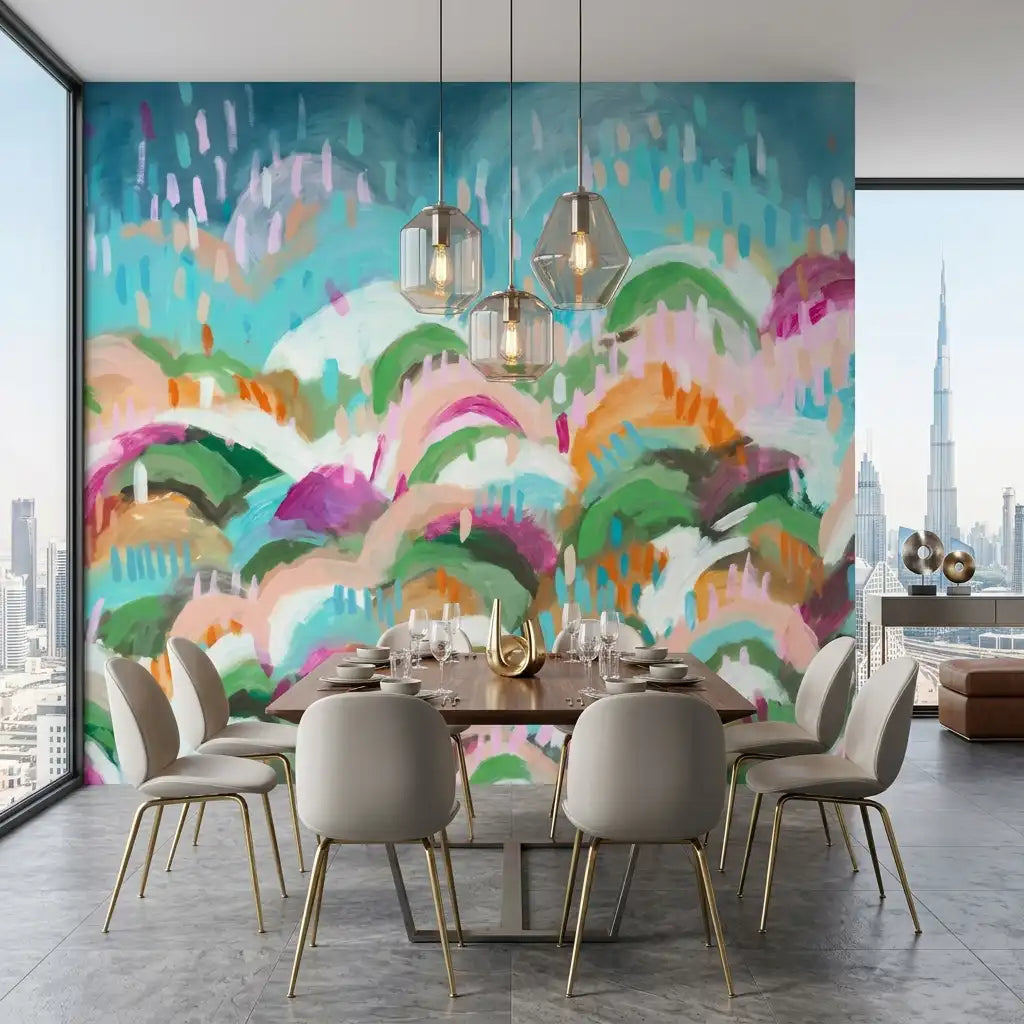 Colourful Painted Hills Kids Wallpaper Mural – Dining Room