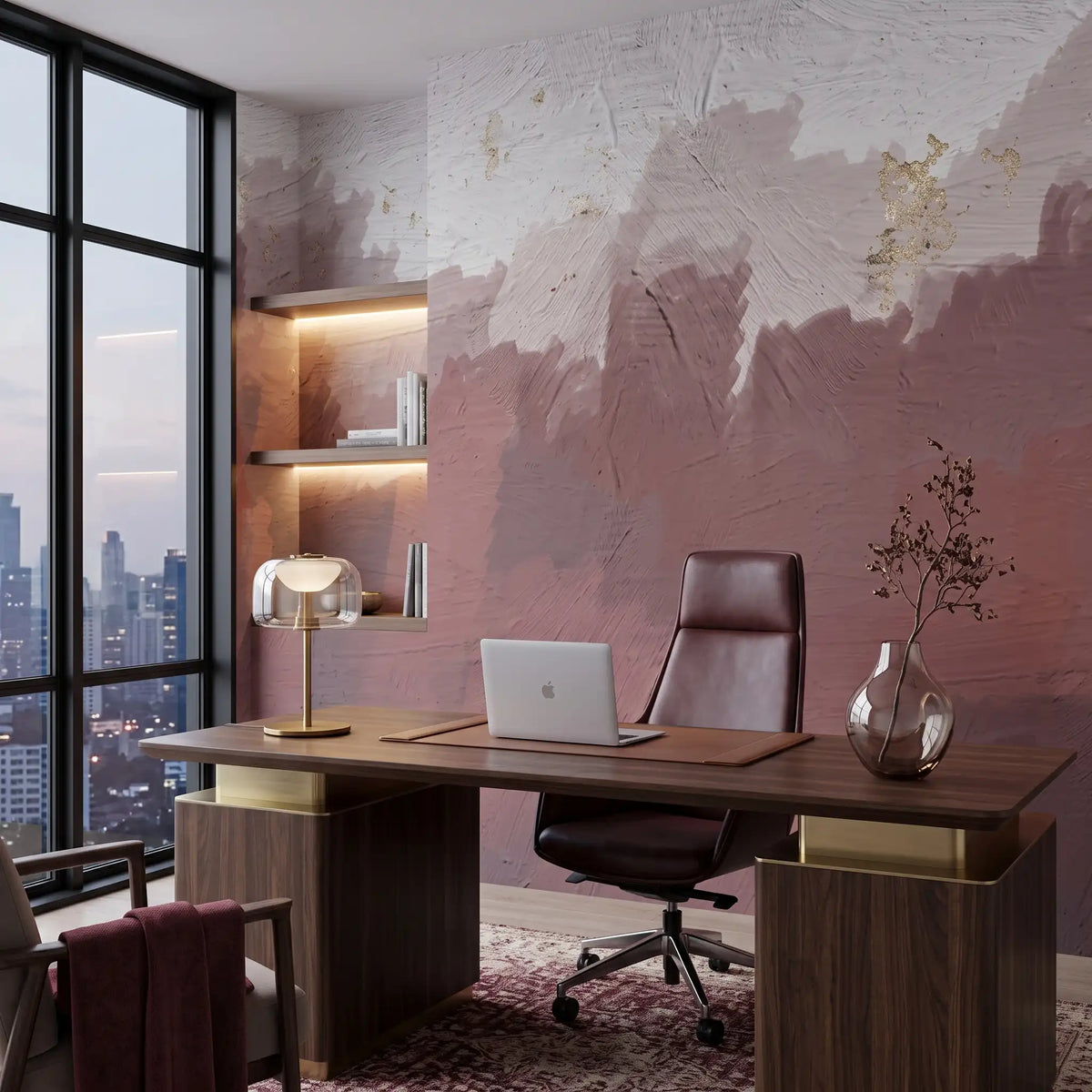Crimson Horizon Abstract Wallpaper Mural – Office