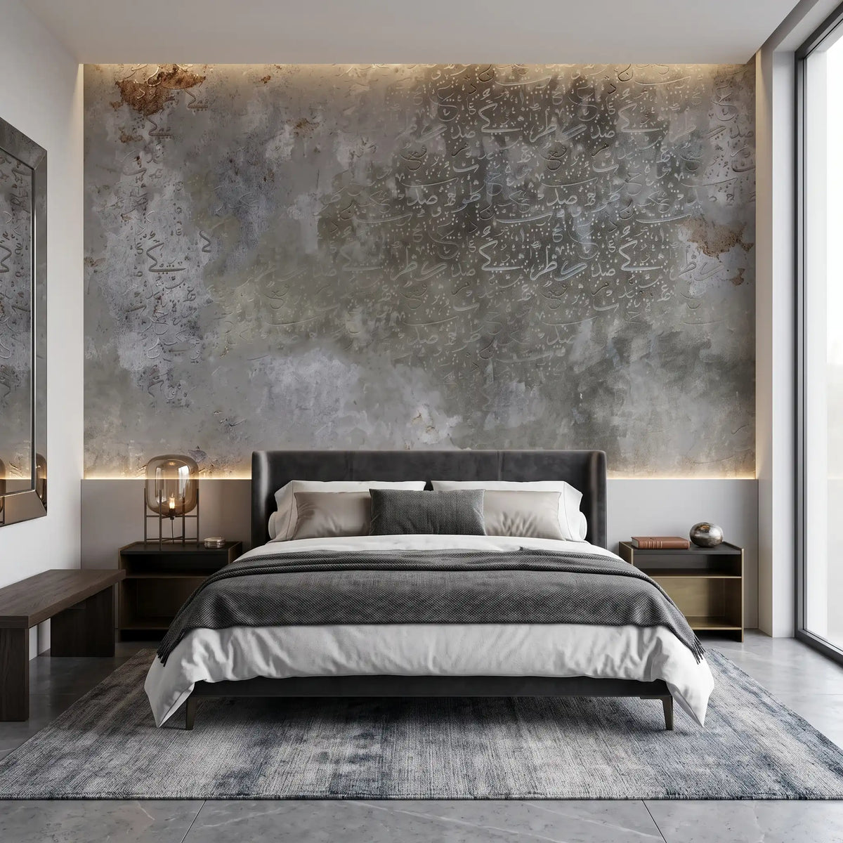 Dark Concrete Wallpaper Mural – Bedroom