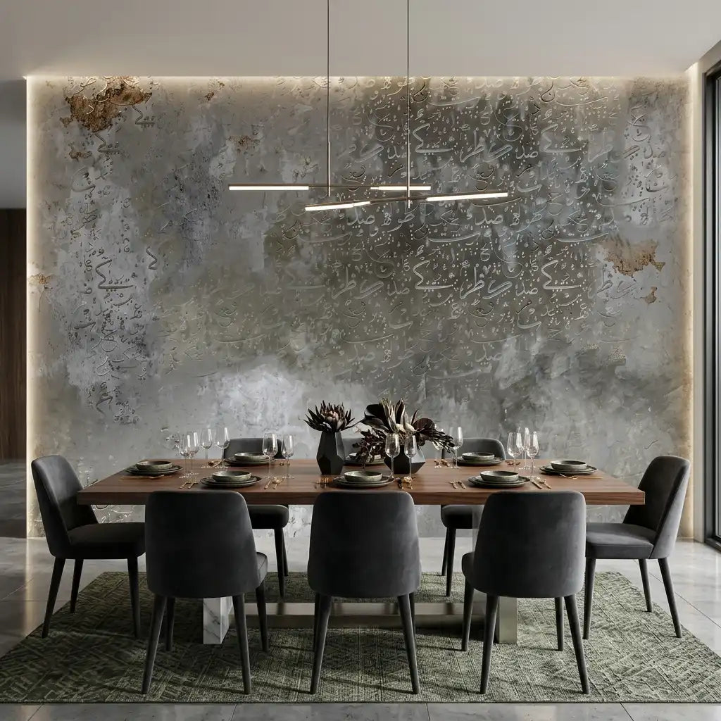 Dark Concrete Wallpaper Mural – Dining Room