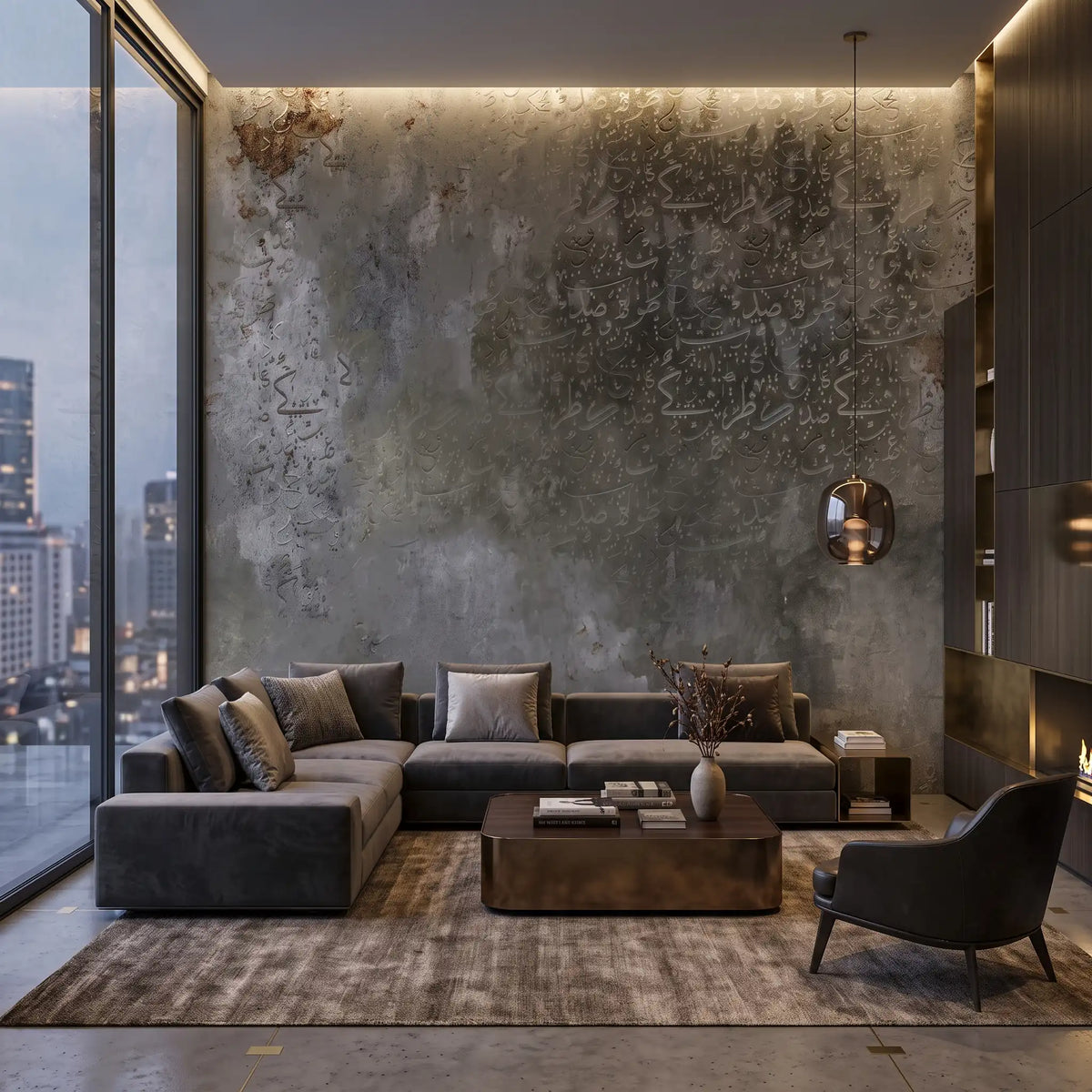 Dark Concrete Wallpaper Mural – Living Room
