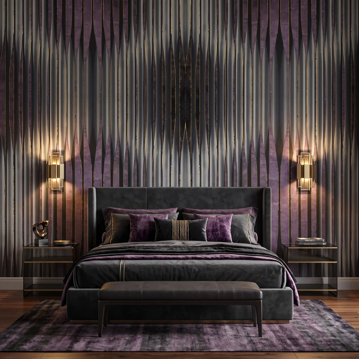 Dark Geometric Prism Wallpaper Mural – Bedroom