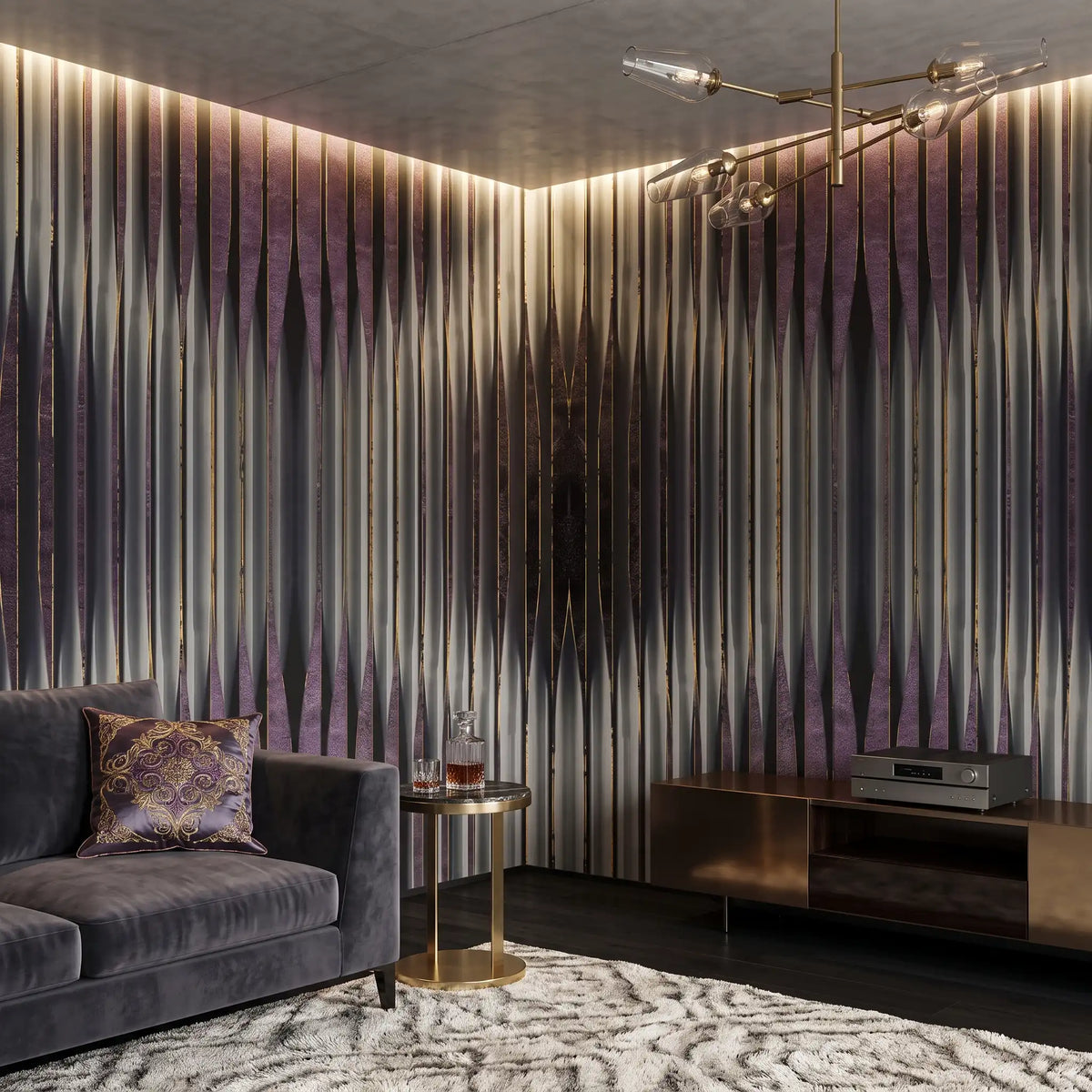 Dark Geometric Prism Wallpaper Mural – Living Room