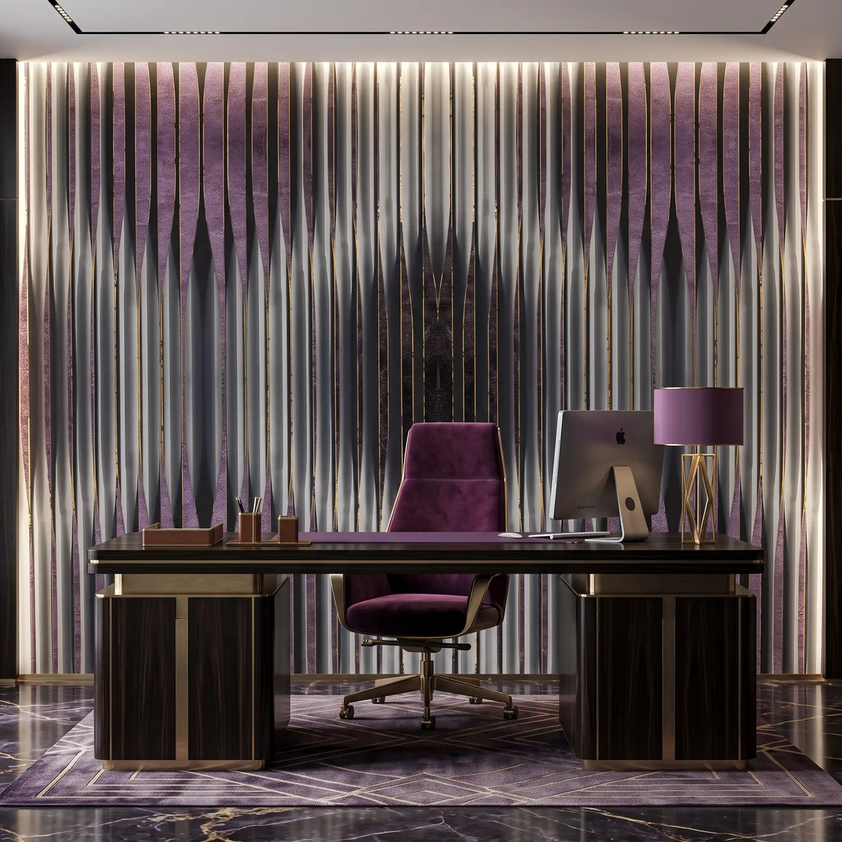 Dark Geometric Prism Wallpaper Mural – Office