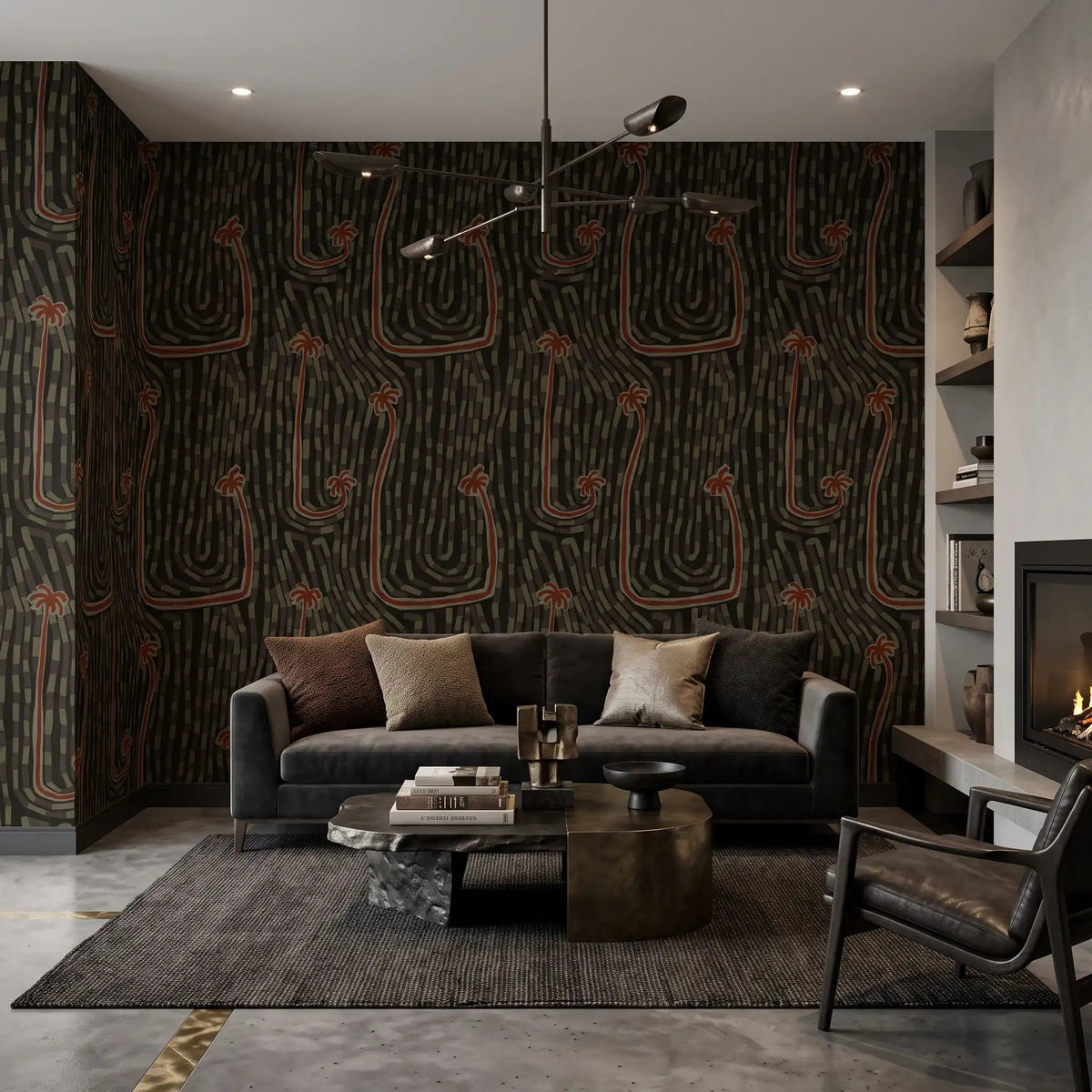 Desert Palm Oasis Wallpaper – Black Ember