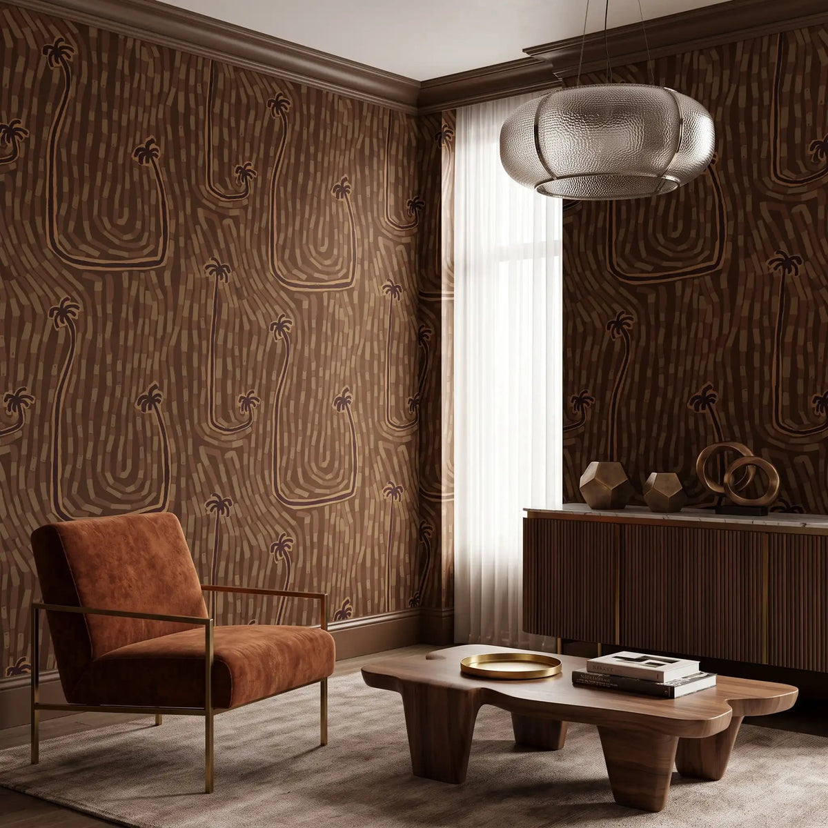 Desert Palm Oasis Wallpaper – Espresso Palm
