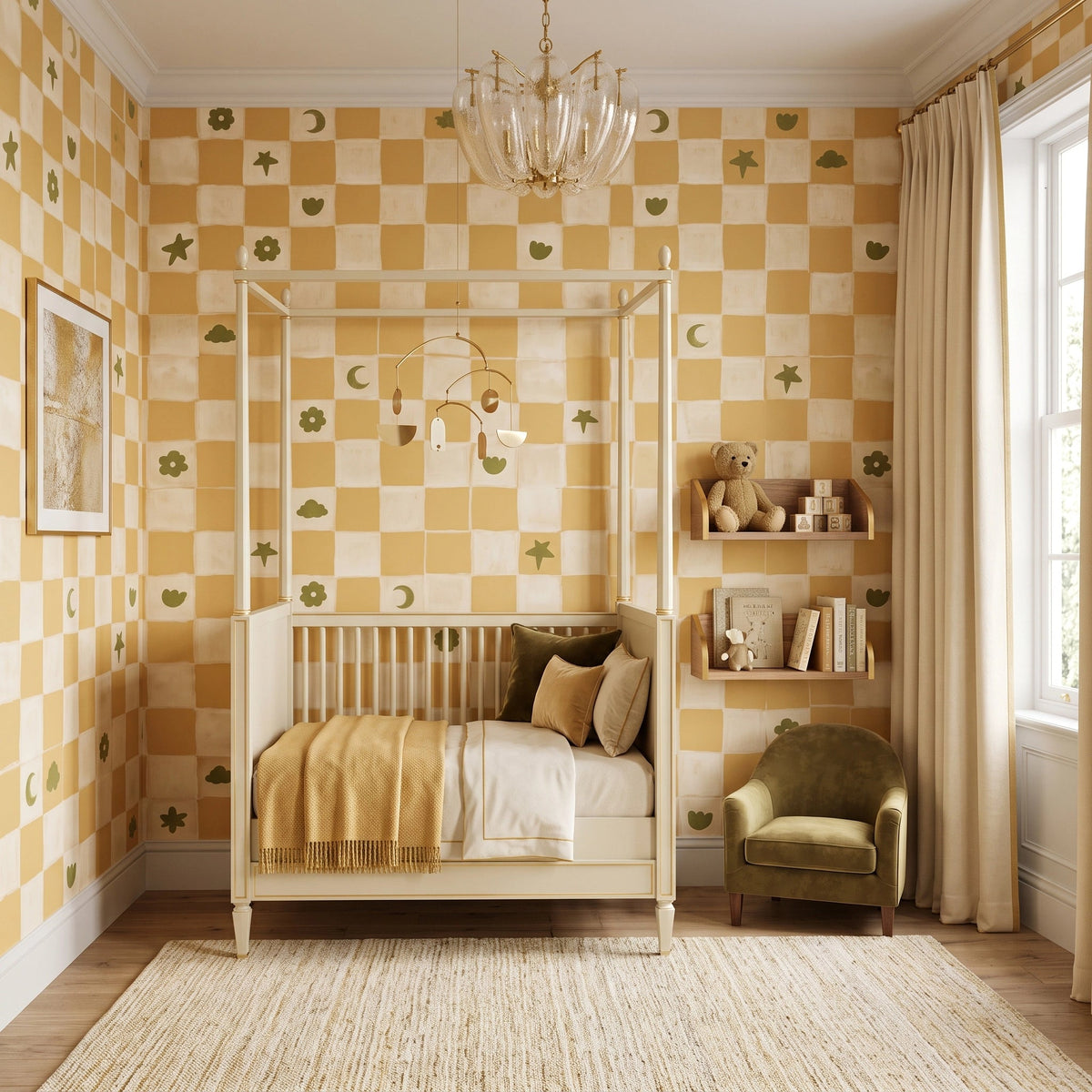 Dreamy Checkerboard Kids Wallpaper – Honey Moss