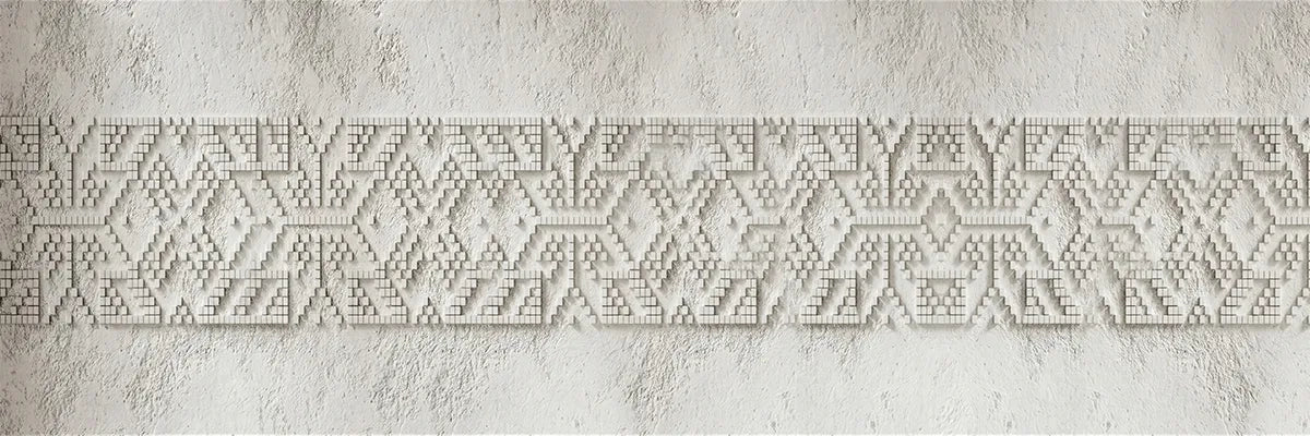 Embossed Kilim Band Plaster Wallpaper Mural – Design