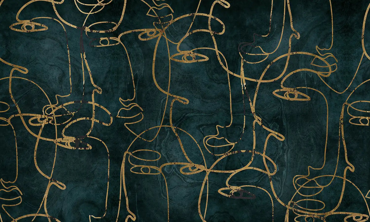 Emerald Gold Line Wallpaper Mural – design