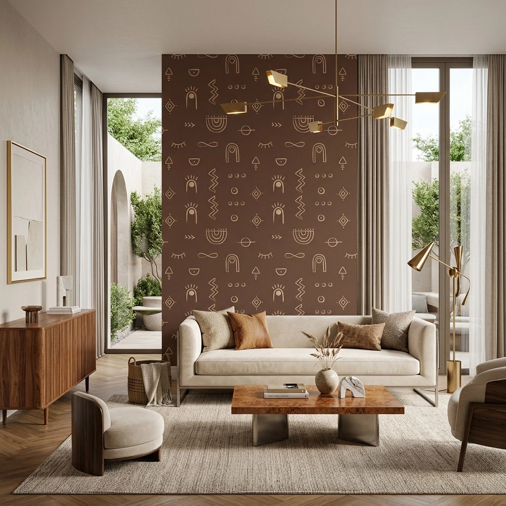 Faint Doodle Sketch Wallpaper – Hazel Brown room