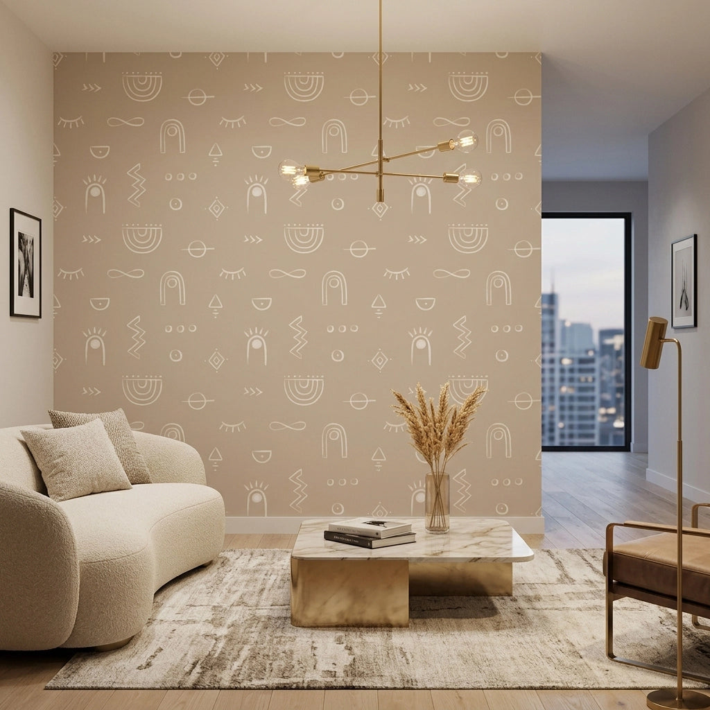 Faint Doodle Sketch Wallpaper – Petal Nude room