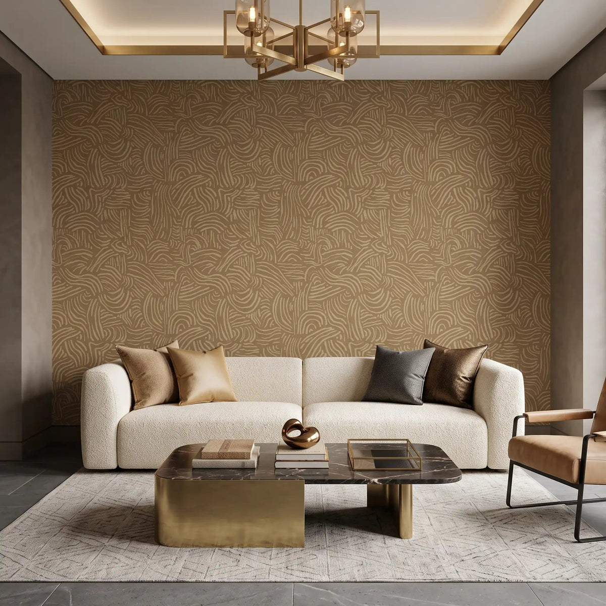 Flowing Lines Abstract Wallpaper – Golden Sage