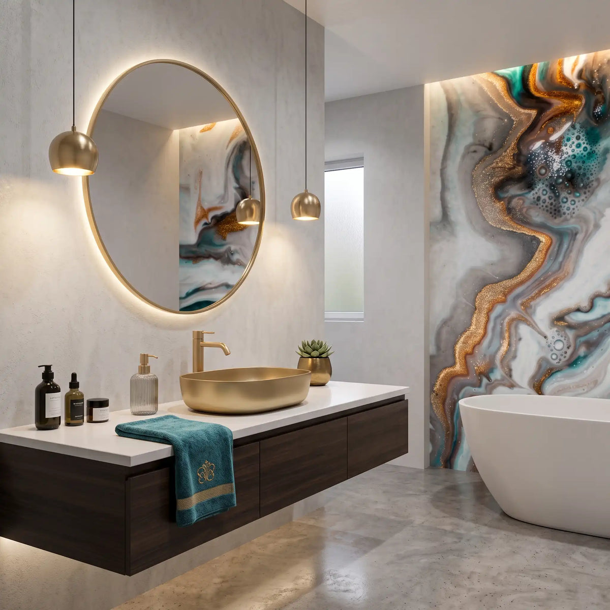 Fluid Art Swirl Wallpaper Mural – Bathroom