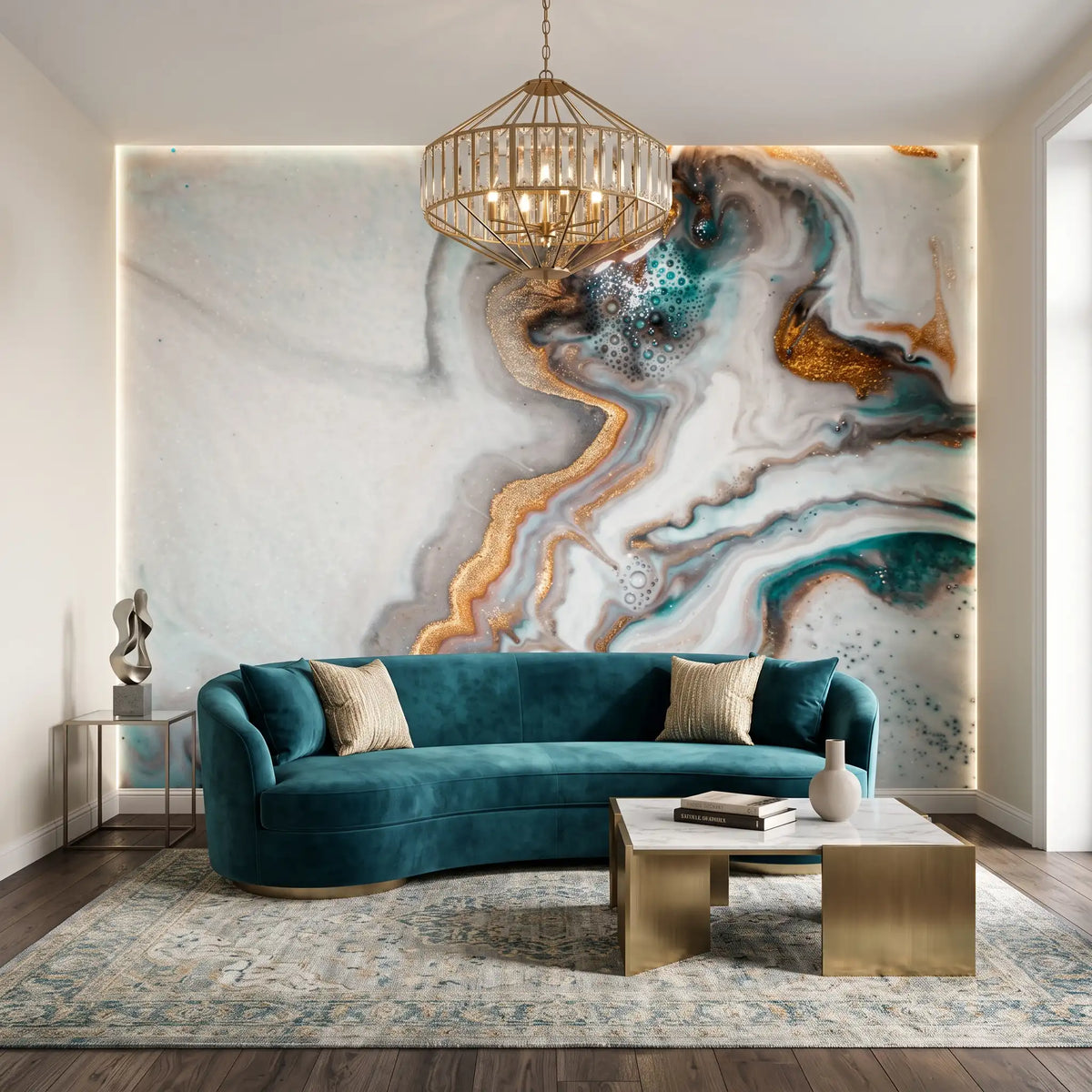 Fluid Art Swirl Wallpaper Mural – Living Room