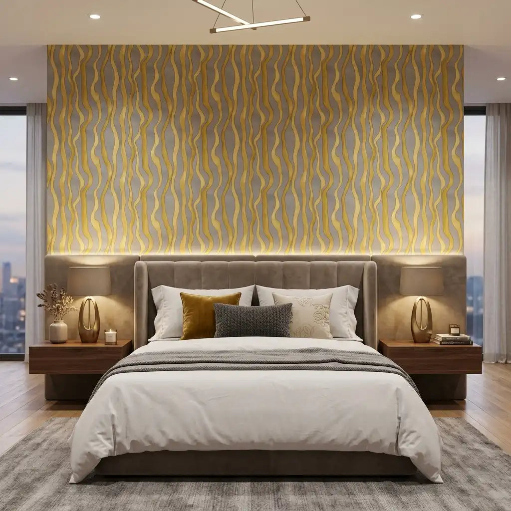 Gilded Leaf Fleck Wallpaper – Bedroom