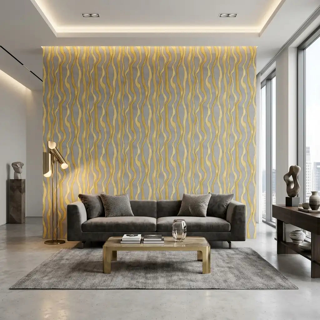 Gilded Leaf Fleck Wallpaper – Living Room