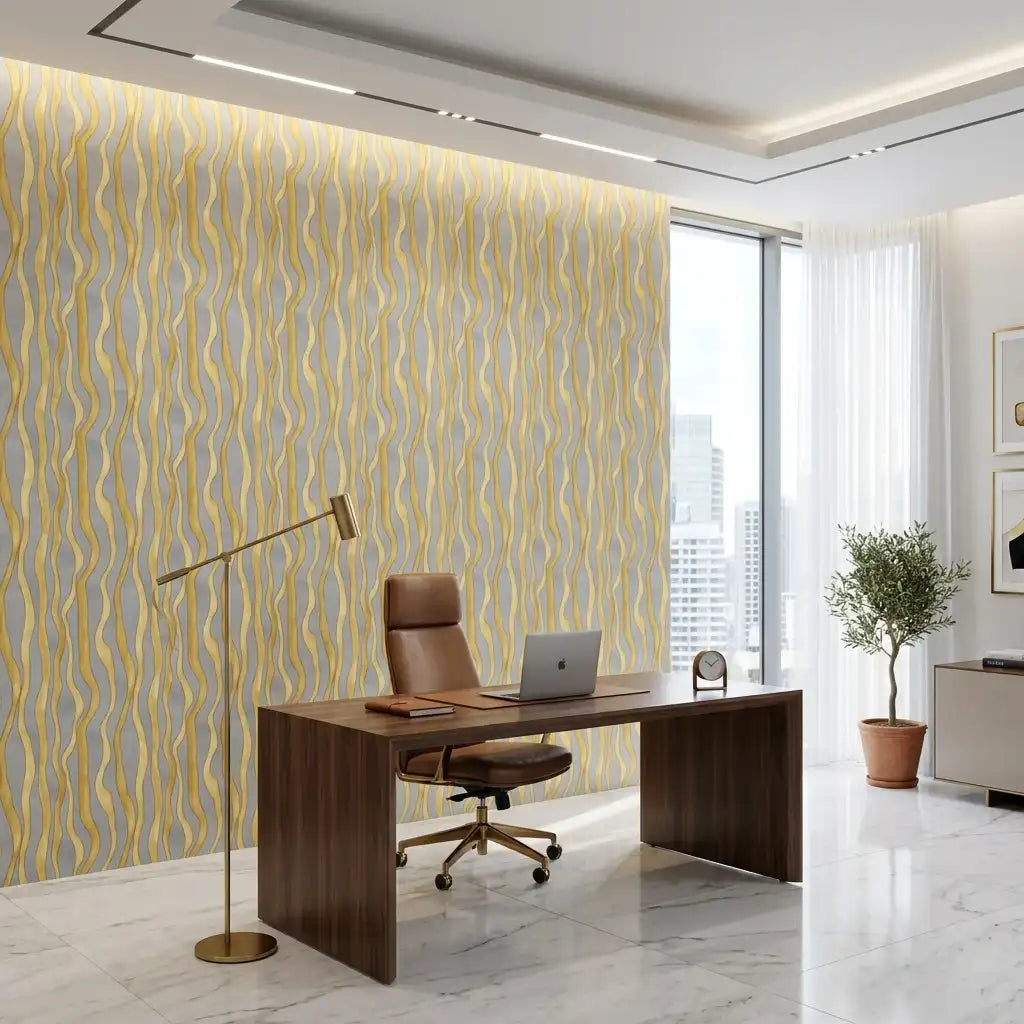 Gilded Leaf Fleck Wallpaper – Office