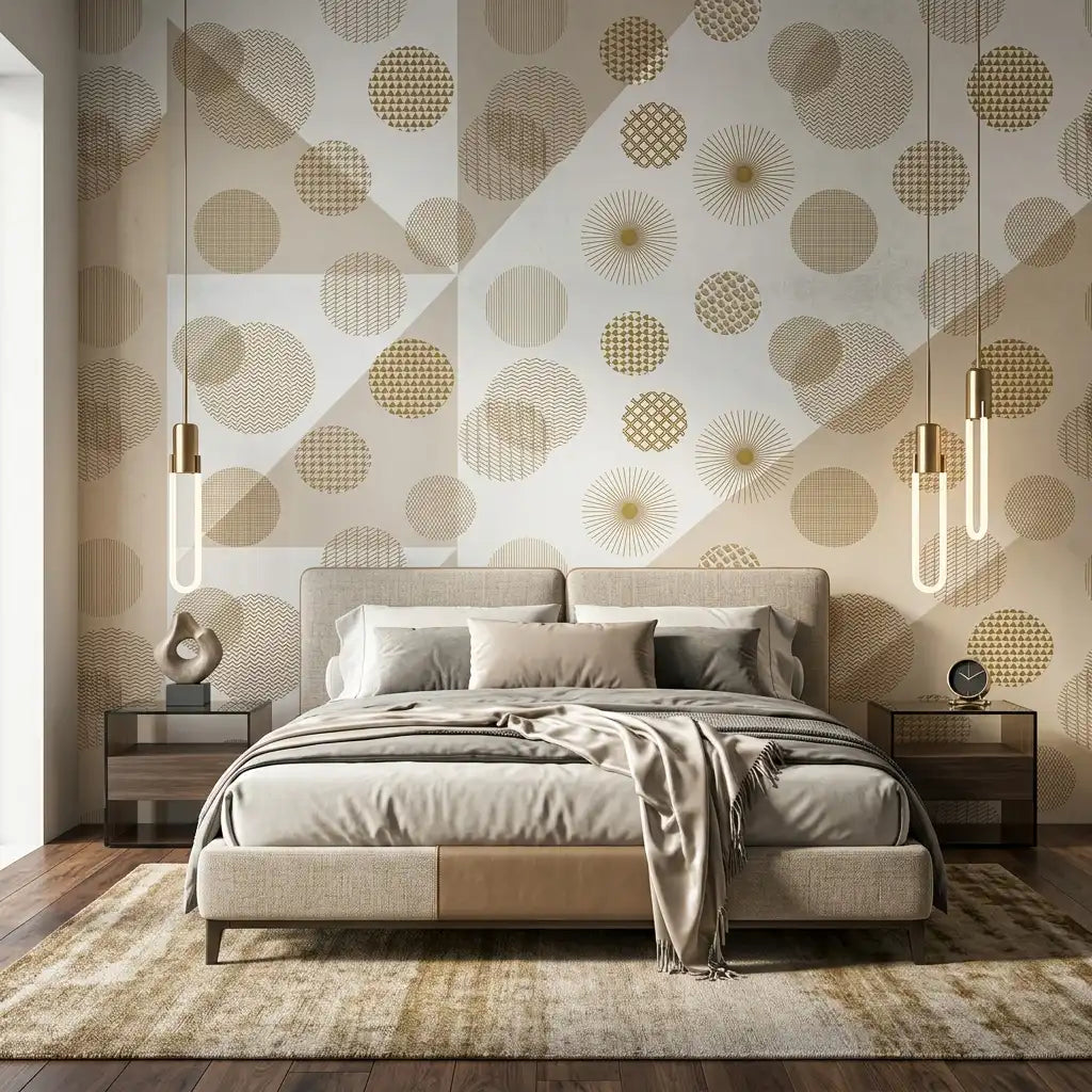 Gold Dot Mosaic Wallpaper – Bedroom