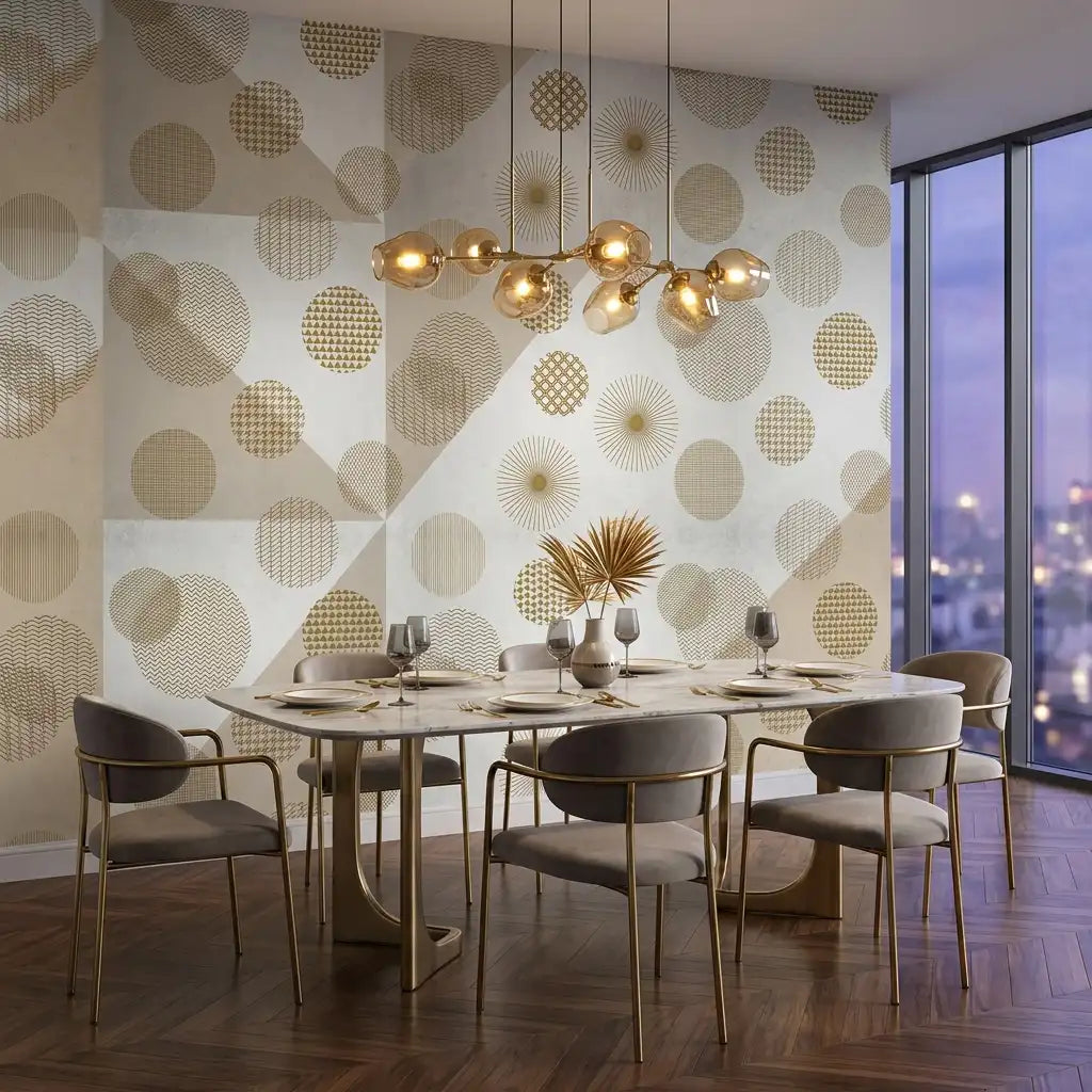 Gold Dot Mosaic Wallpaper – Dining Room