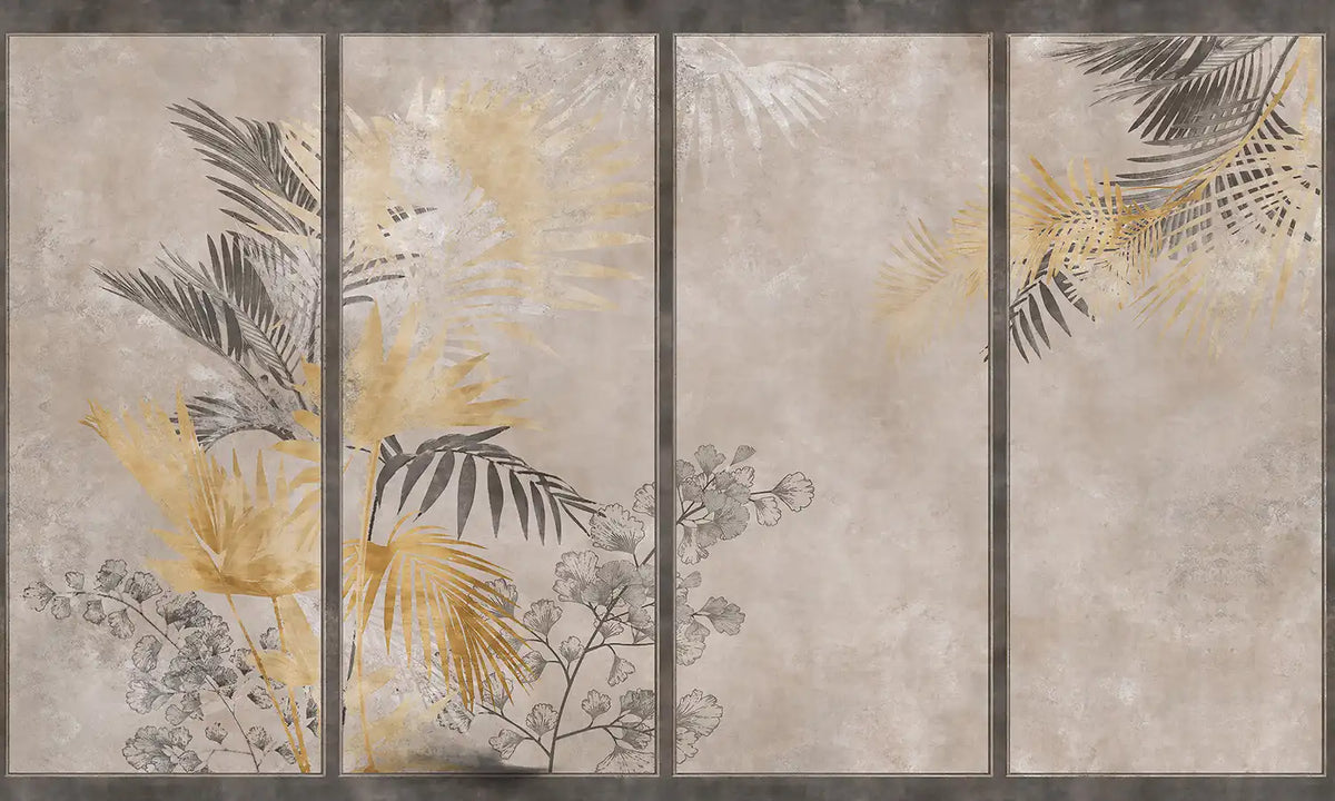 Gold Oriental Screen Wallpaper Mural – design