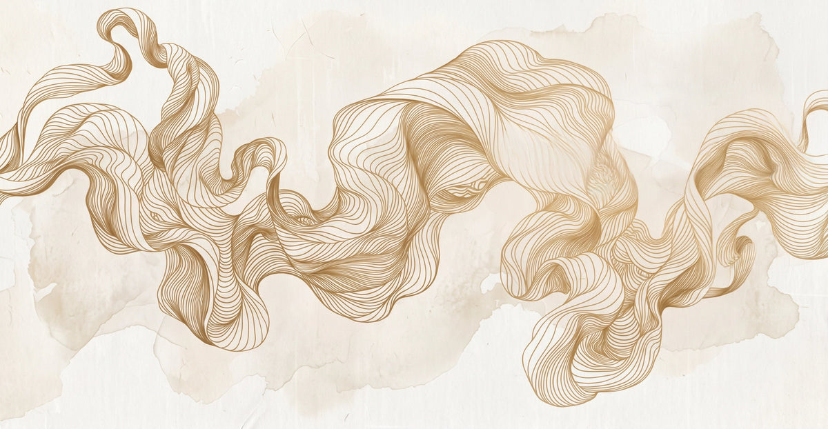 Golden Silk Waves Wallpaper Mural – Design