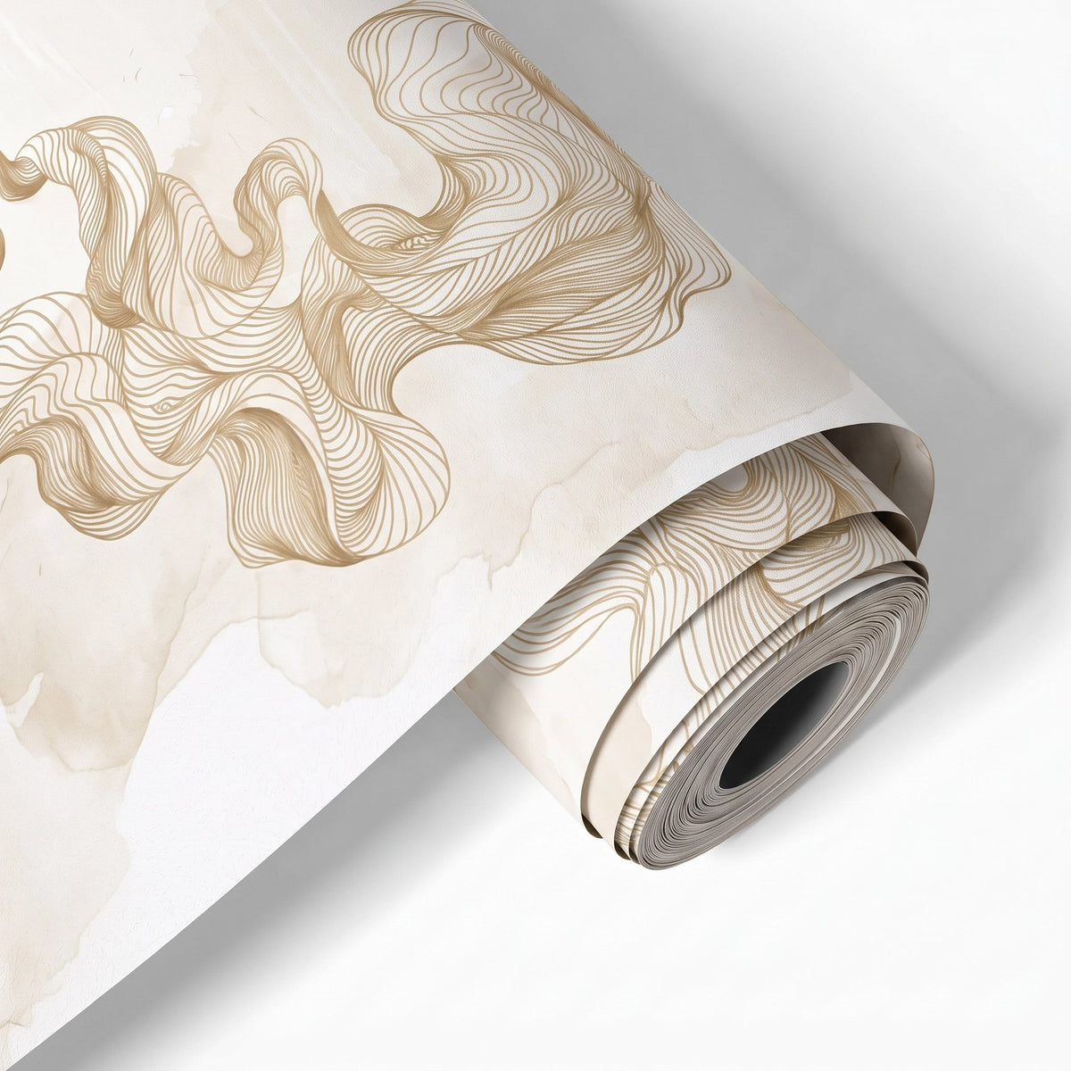 Golden Silk Waves Wallpaper Mural – Material Closeup