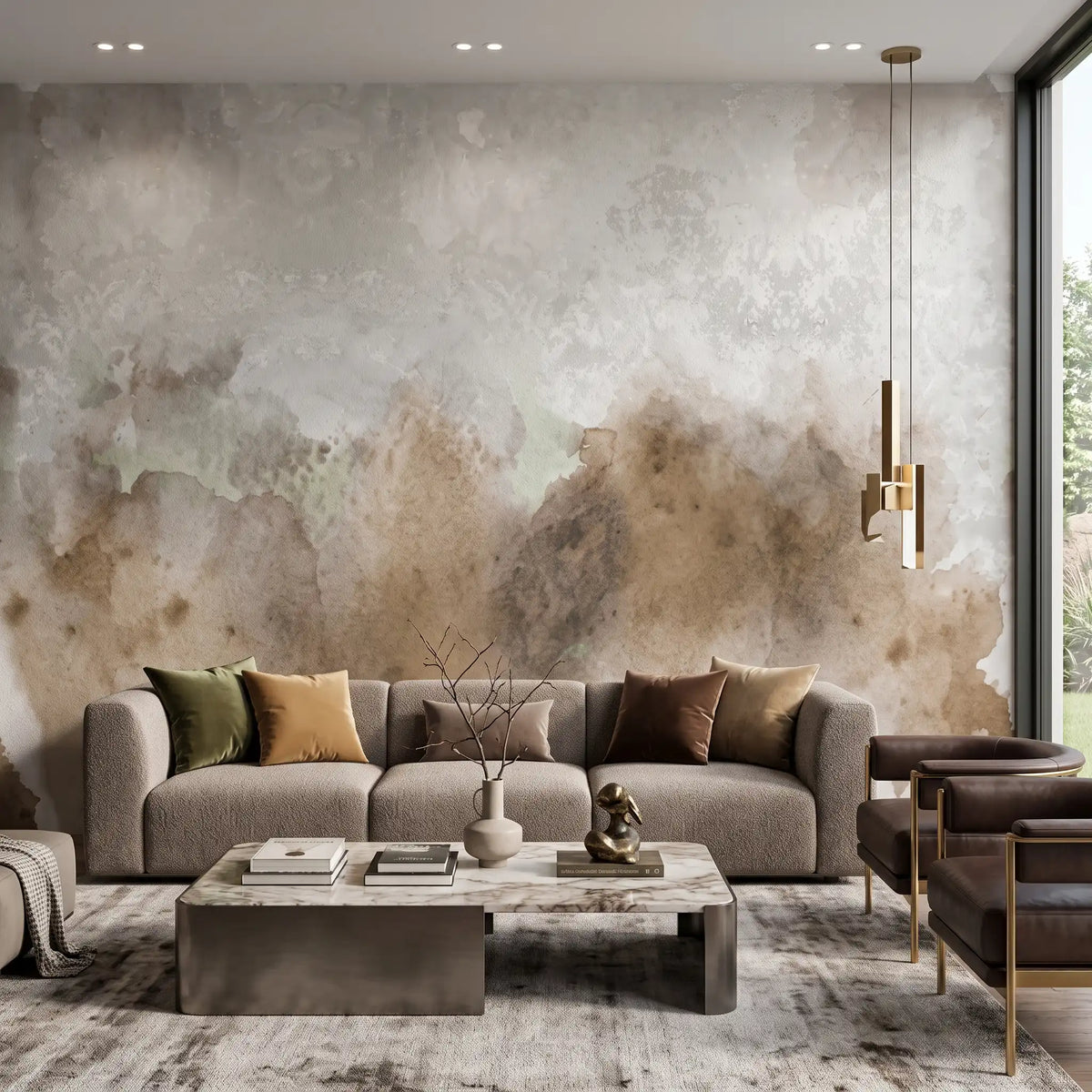 Golden Smoke Wallpaper Mural – Living Room