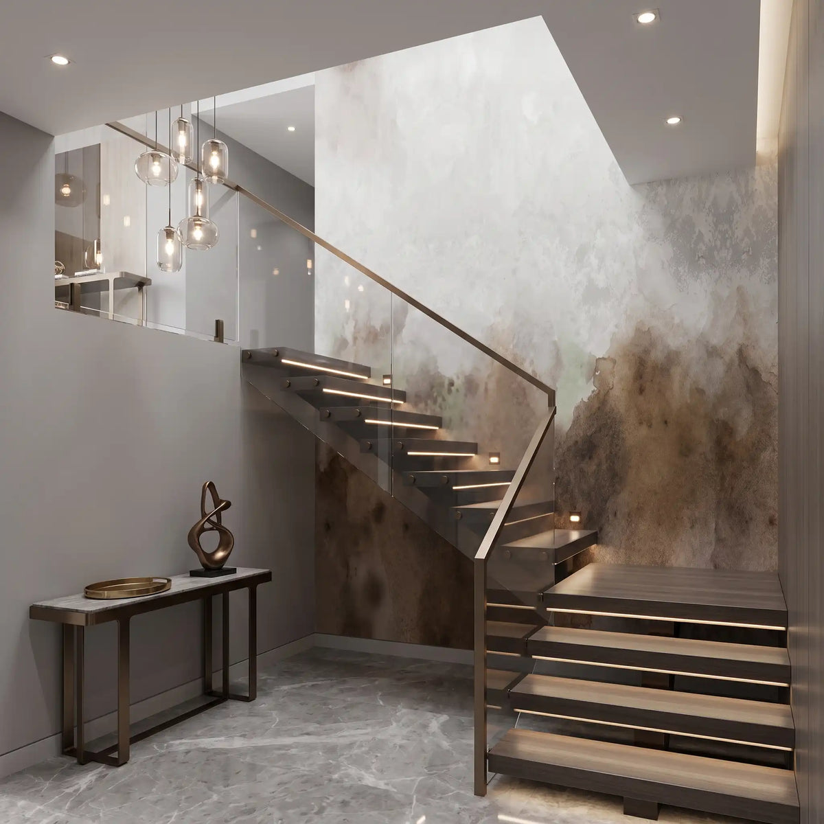 Golden Smoke Wallpaper Mural – Staircase