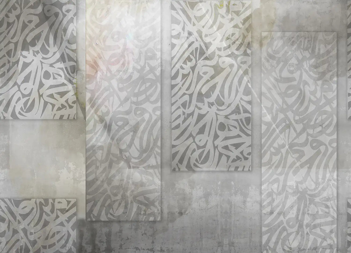Grey Plaster Panel Wallpaper Mural – design