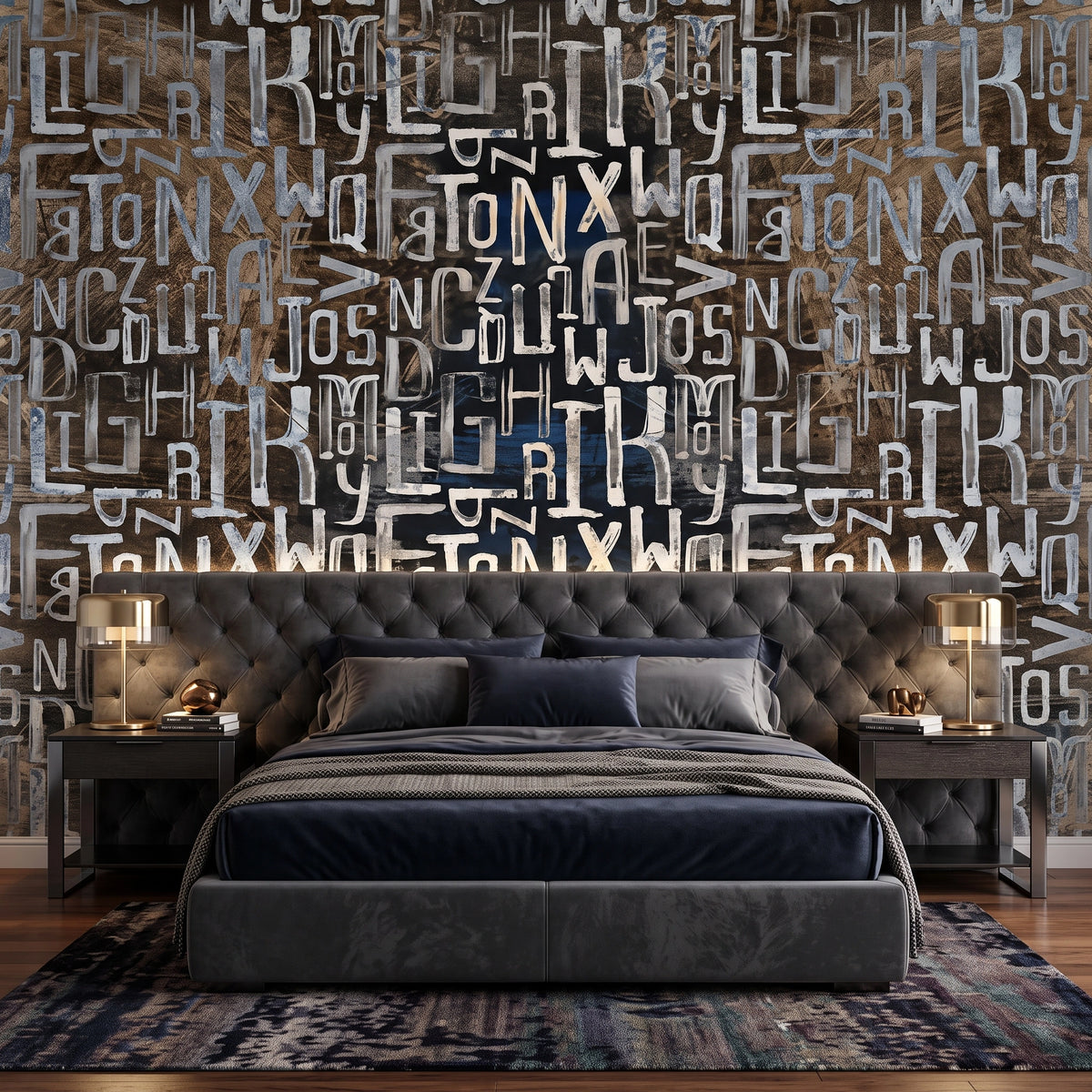 Grey Textured Stone Wallpaper Mural – Bedroom