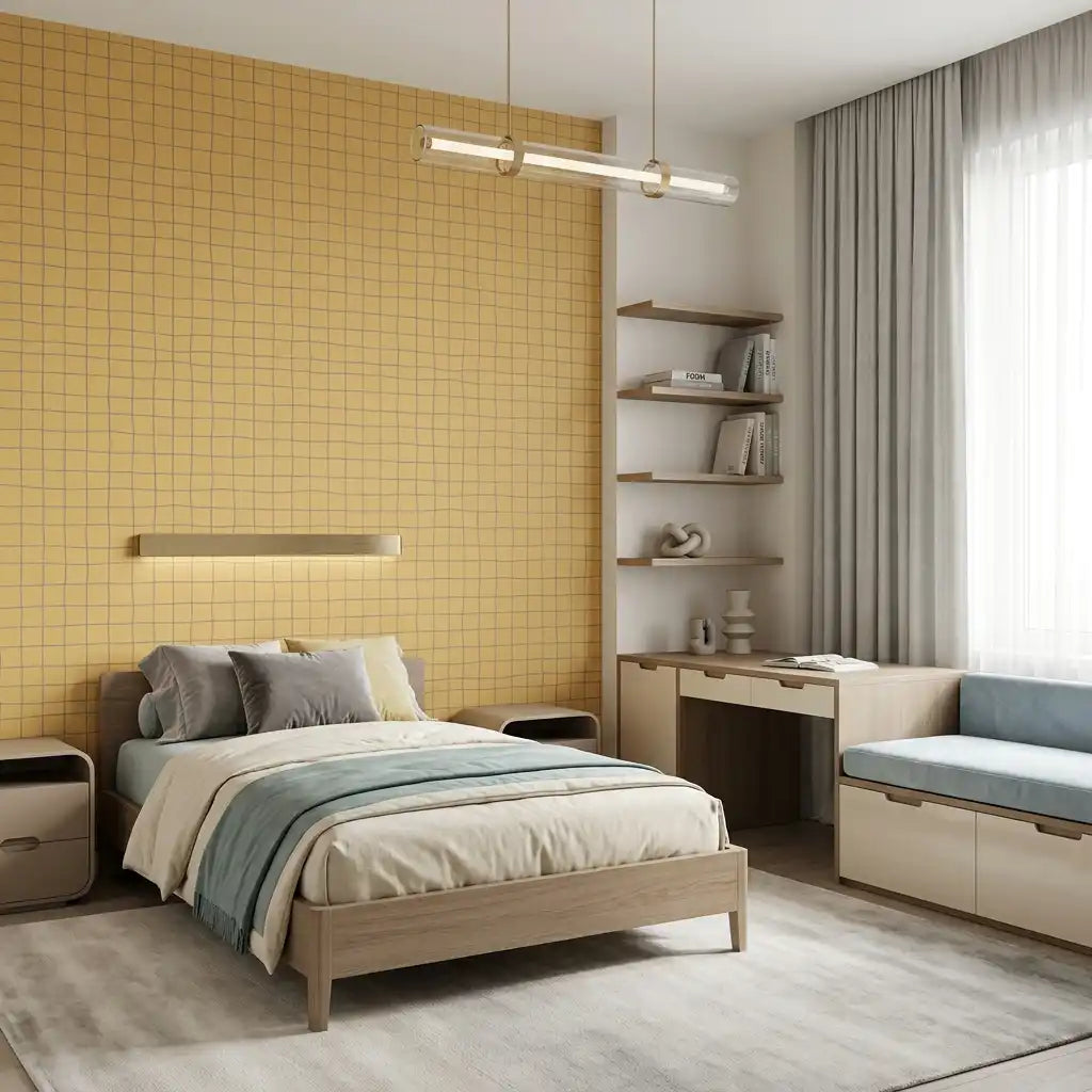 Hand-Drawn Grid Wallpaper – Marigold